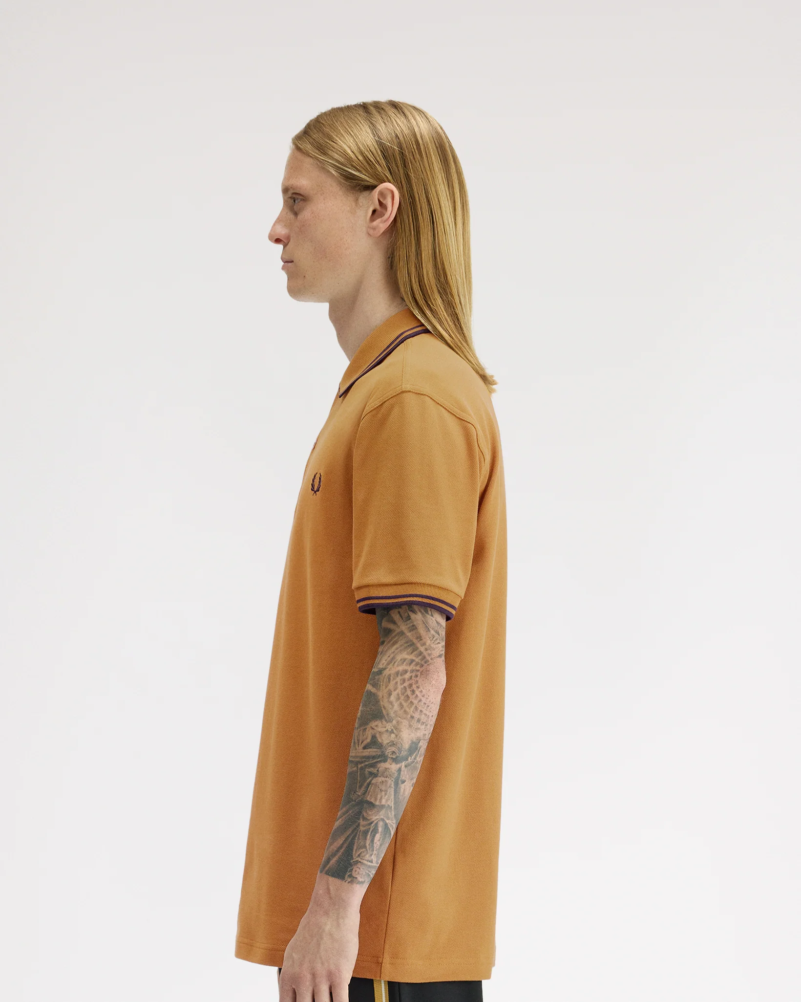 Fred Perry Twin Tipped Polo Shirt - Dark Caramel / Navy - Image 3
