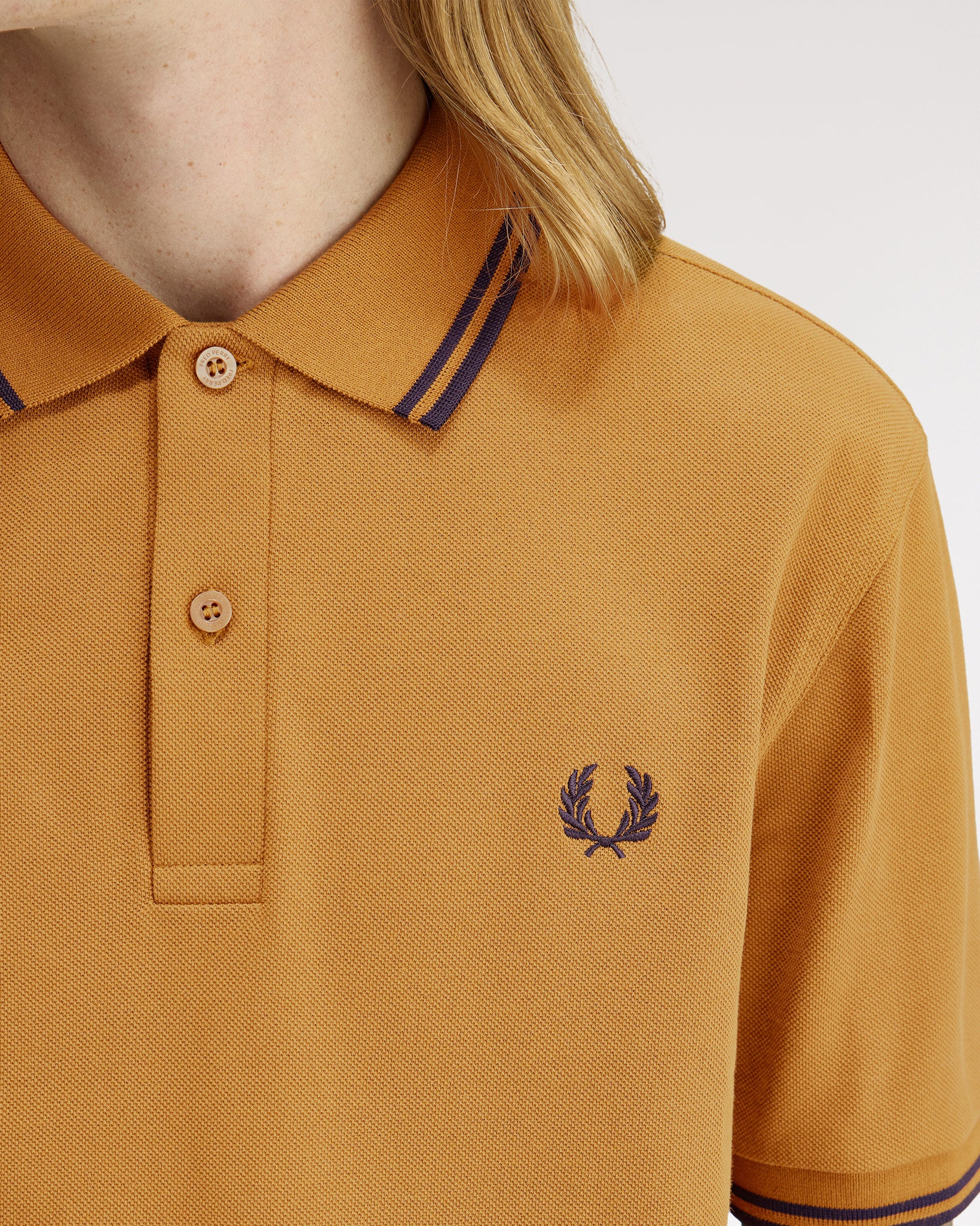 Fred Perry Twin Tipped Polo Shirt - Dark Caramel / Navy - Image 8