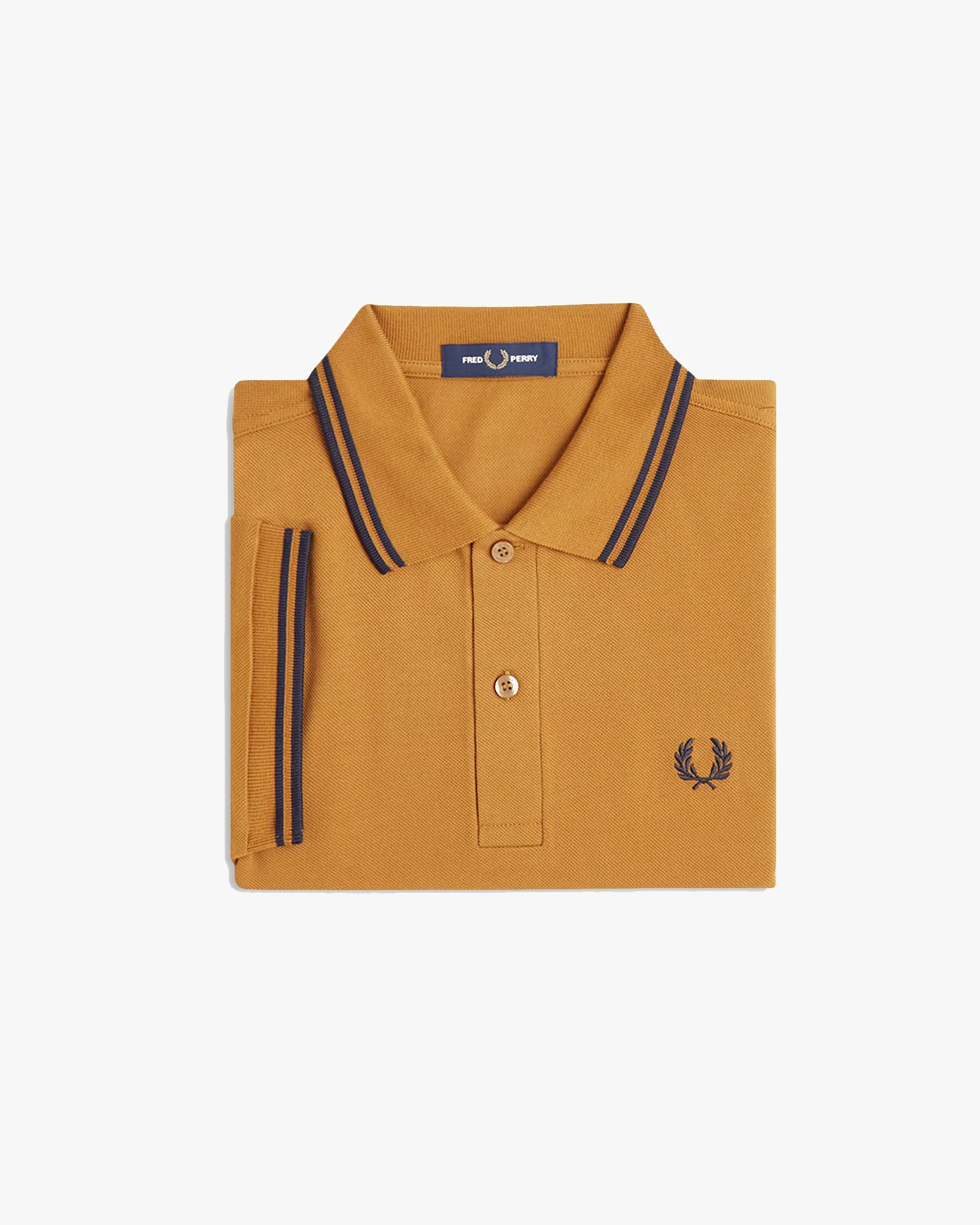 Fred Perry Twin Tipped Polo Shirt - Dark Caramel / Navy - Image 9