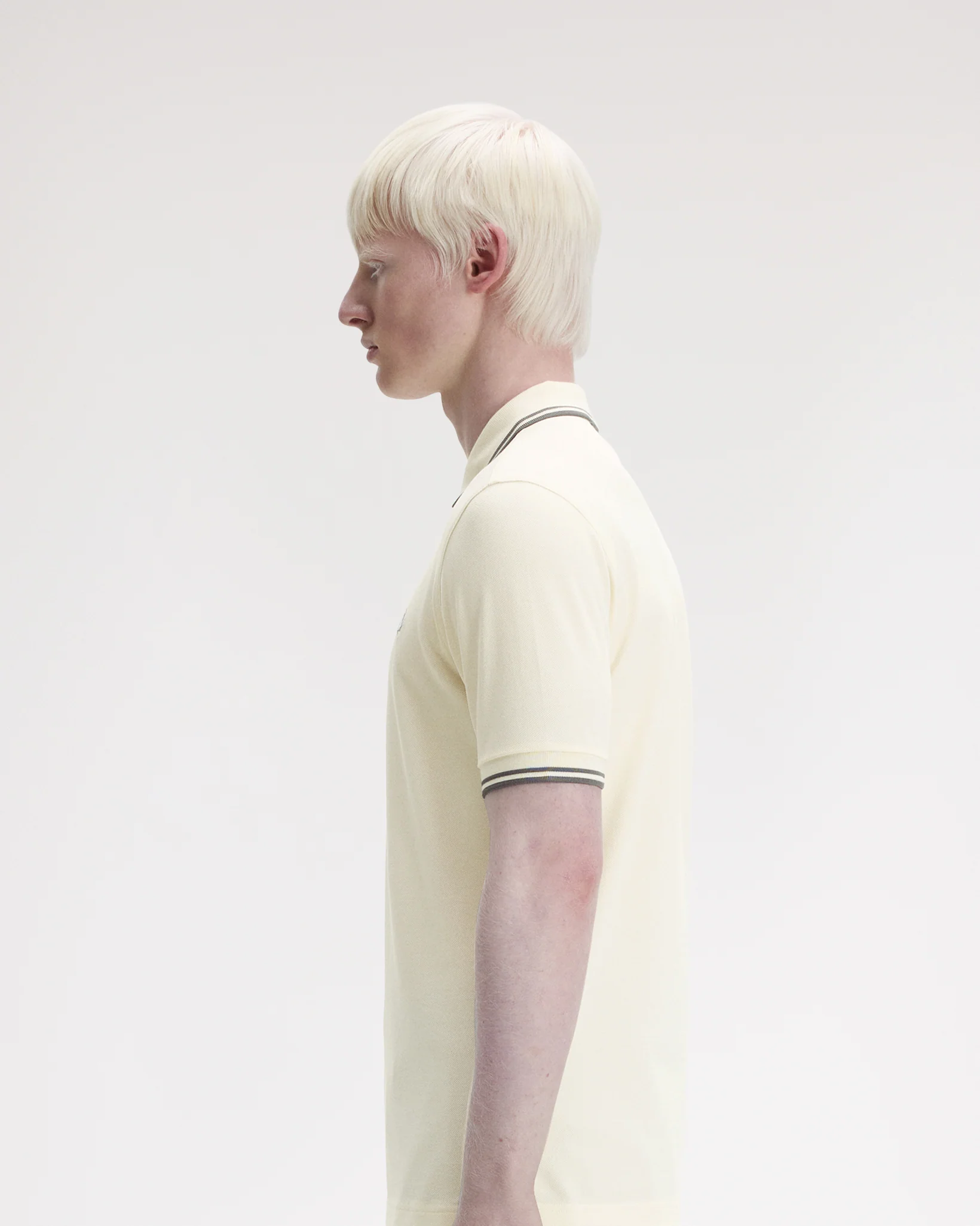 Fred Perry Twin Tipped Polo Shirt - Ecru / Stockport Blue - Image 3
