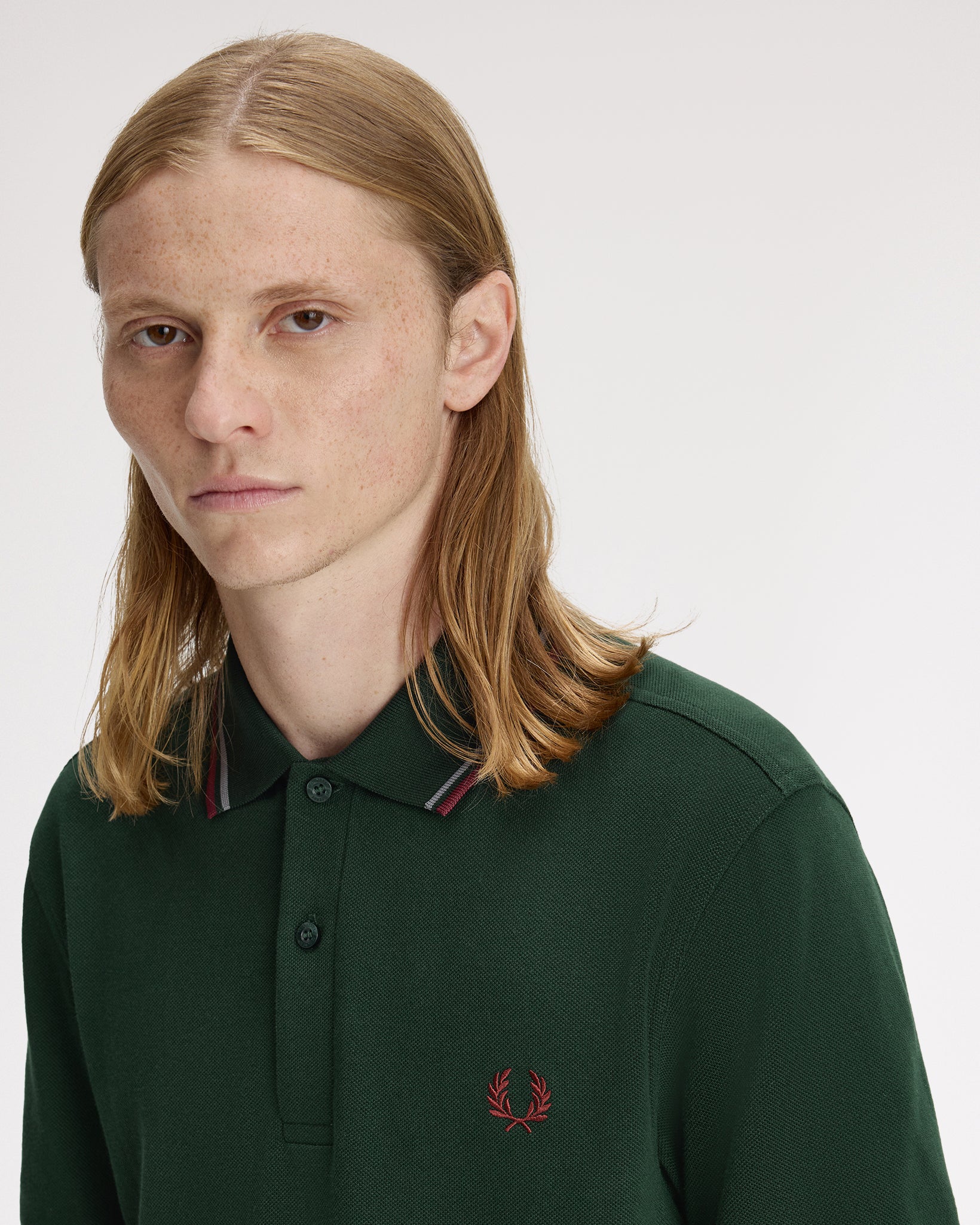 Fred Perry Twin Tipped Polo Shirt - Grassroots / Stockport Blue / Oxblood - Image 7