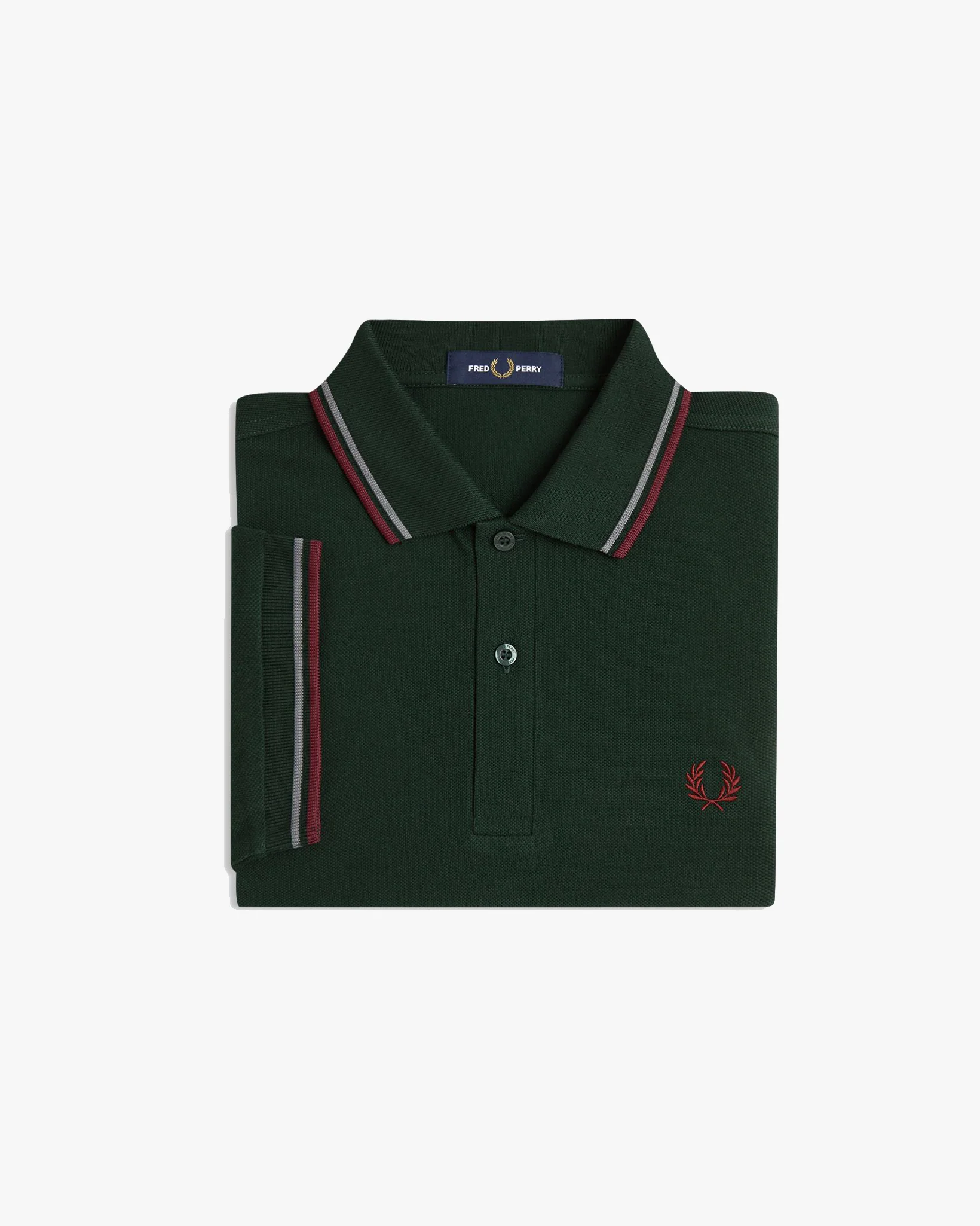 Fred Perry Twin Tipped Polo Shirt - Grassroots / Stockport Blue / Oxblood - Image 9