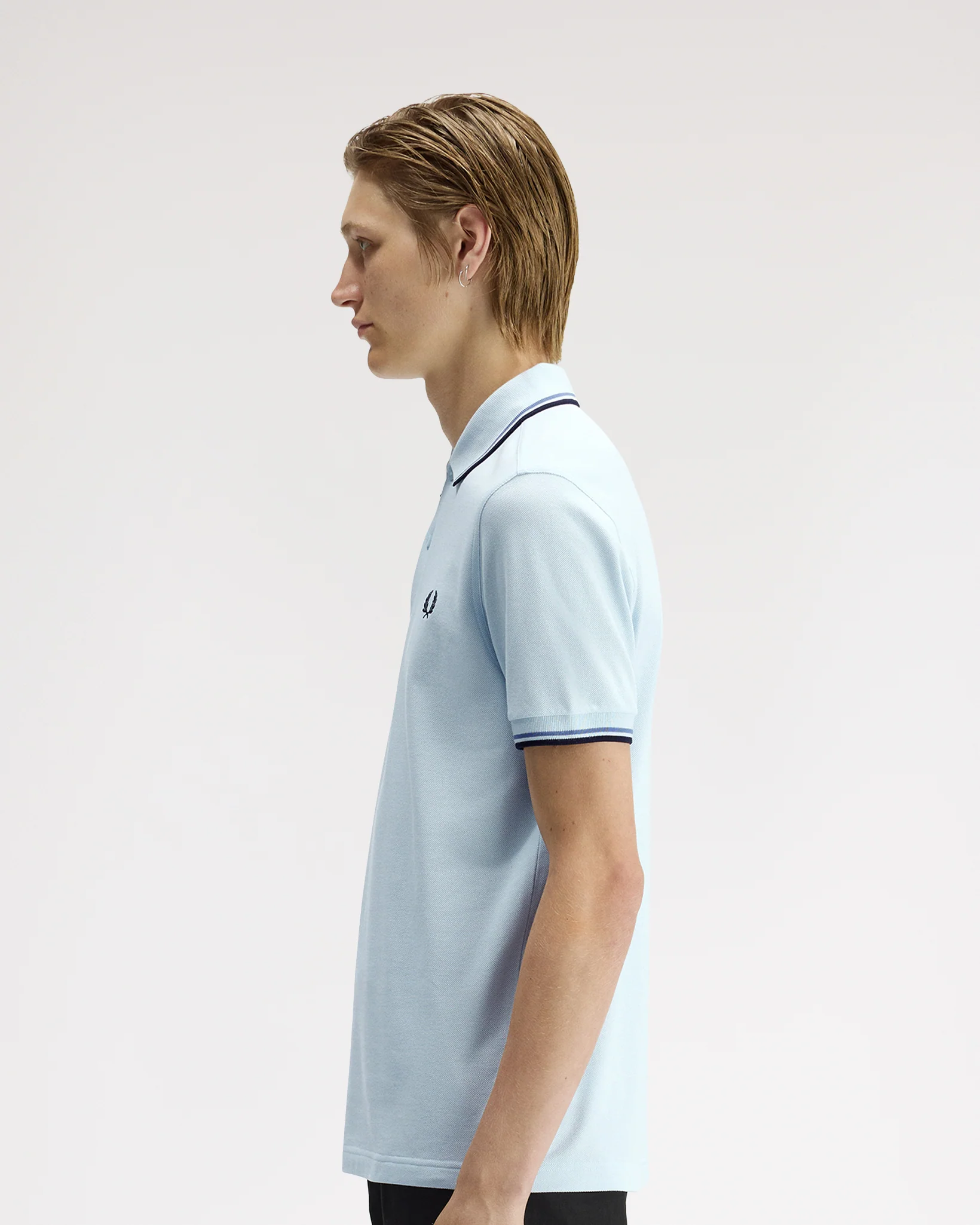 Fred Perry Twin Tipped Polo Shirt - Light Ice / Ace Blue / Navy - Image 3