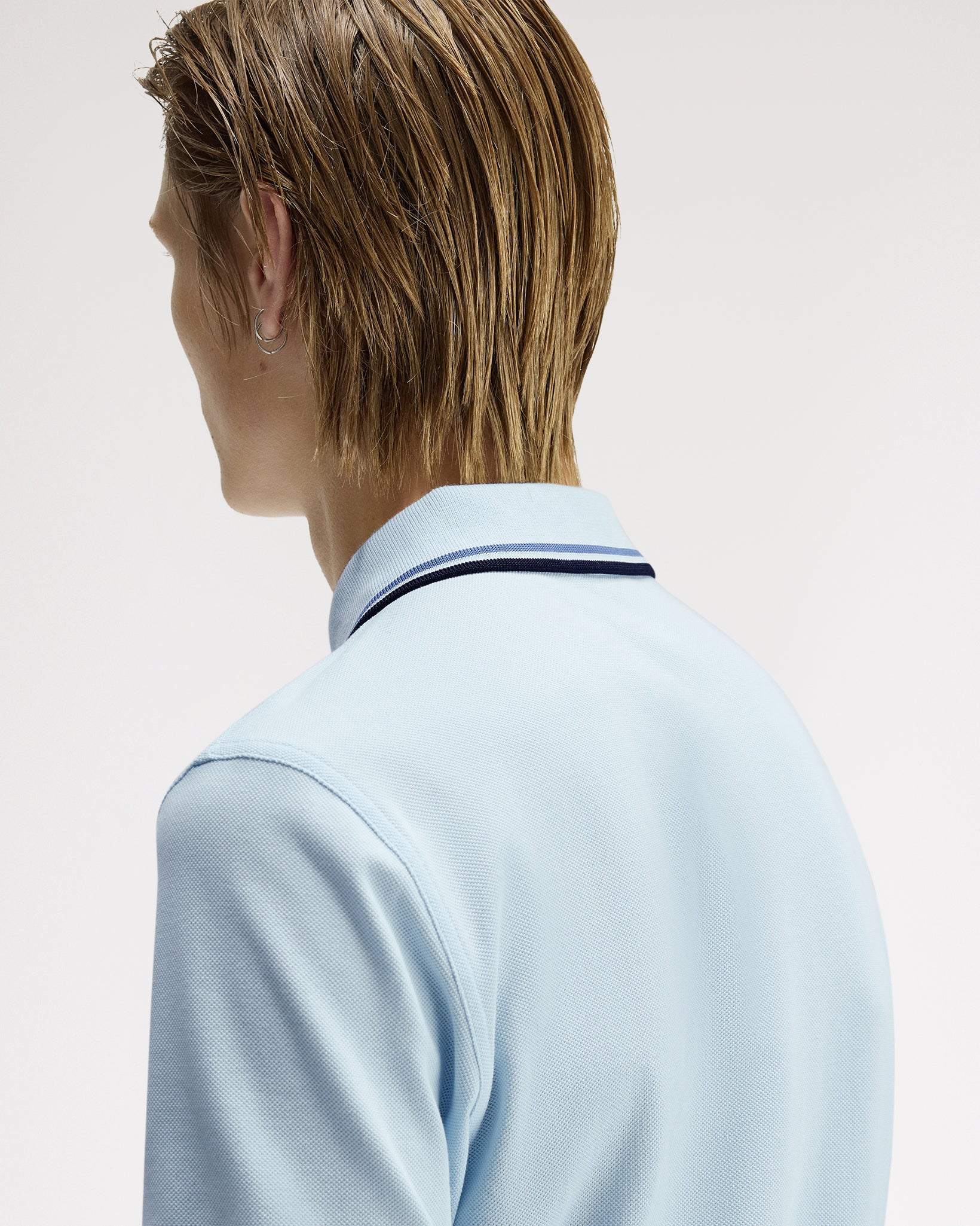 Fred Perry Twin Tipped Polo Shirt - Light Ice / Ace Blue / Navy - Image 6