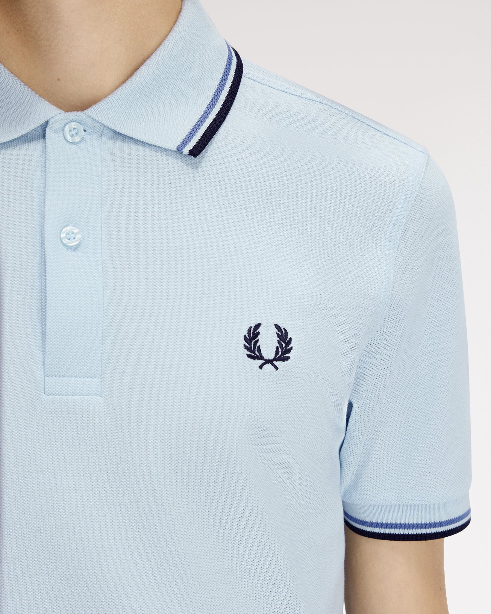 Fred Perry Twin Tipped Polo Shirt - Light Ice / Ace Blue / Navy - Image 7