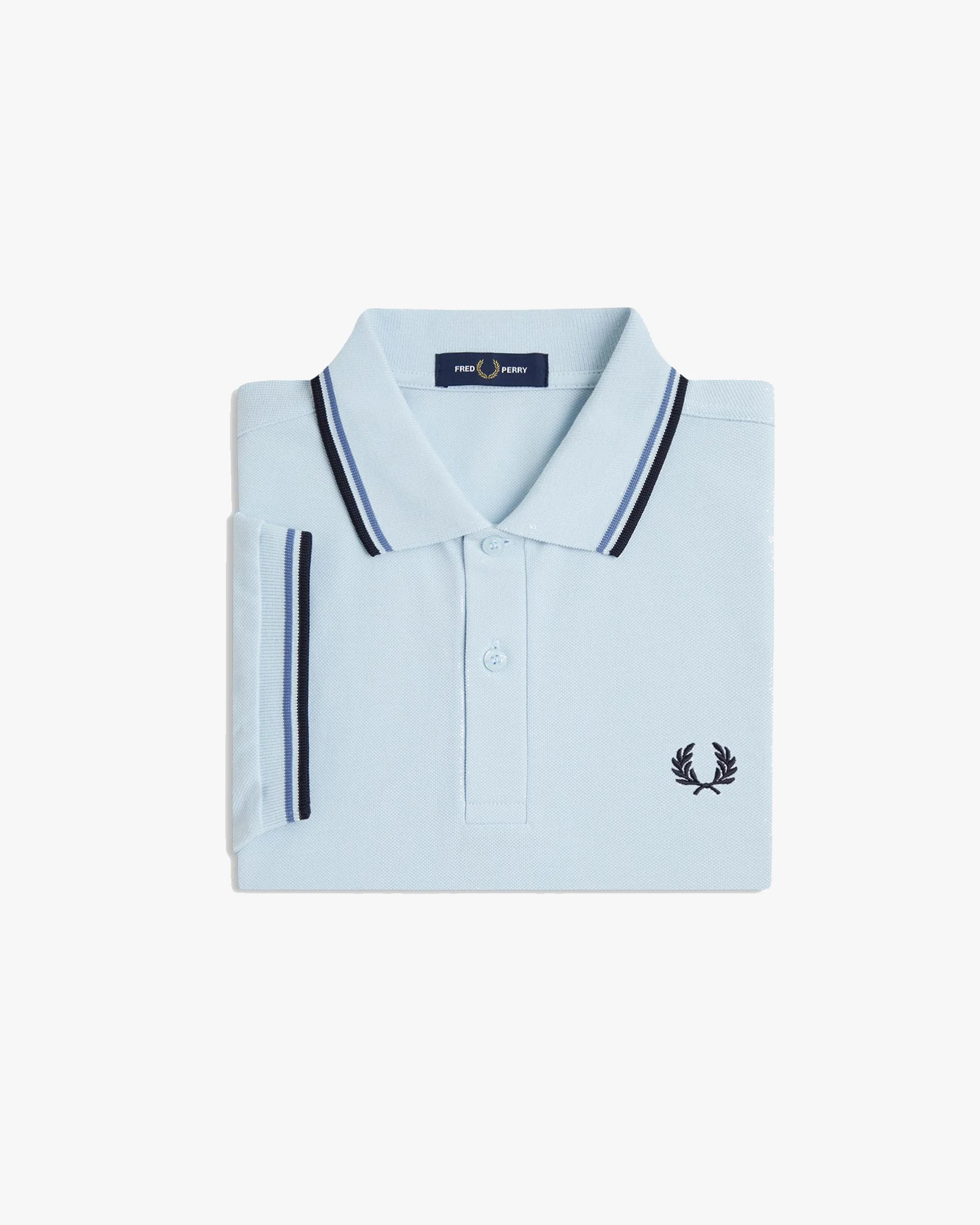 Fred Perry Twin Tipped Polo Shirt - Light Ice / Ace Blue / Navy - Image 8