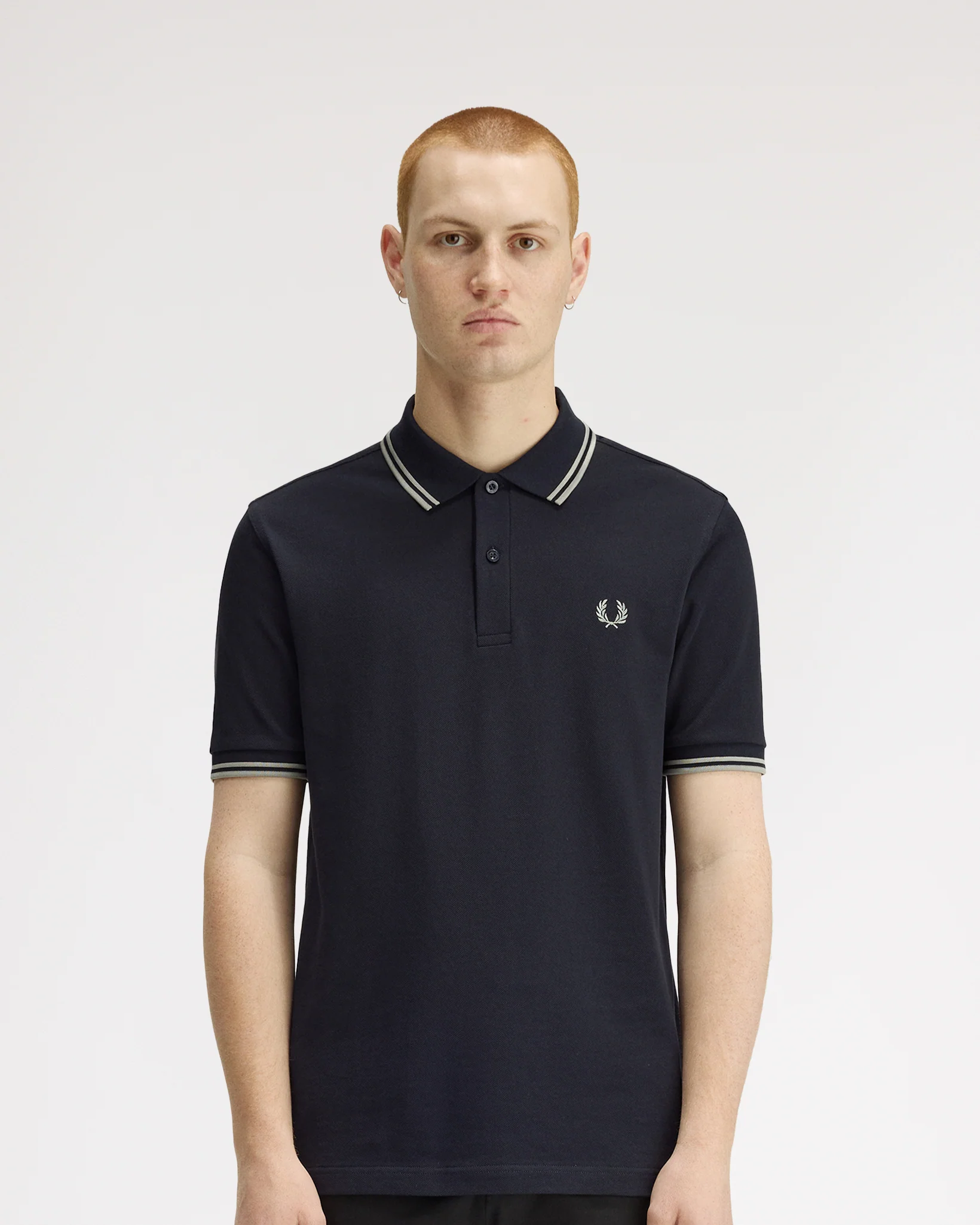 Fred Perry Twin Tipped Polo Shirt - Navy / Seagrass - Image 2
