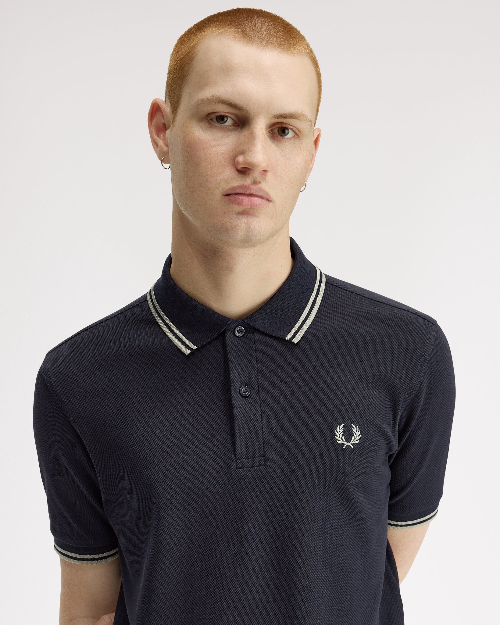 Fred Perry Twin Tipped Polo Shirt - Navy / Seagrass - Image 4