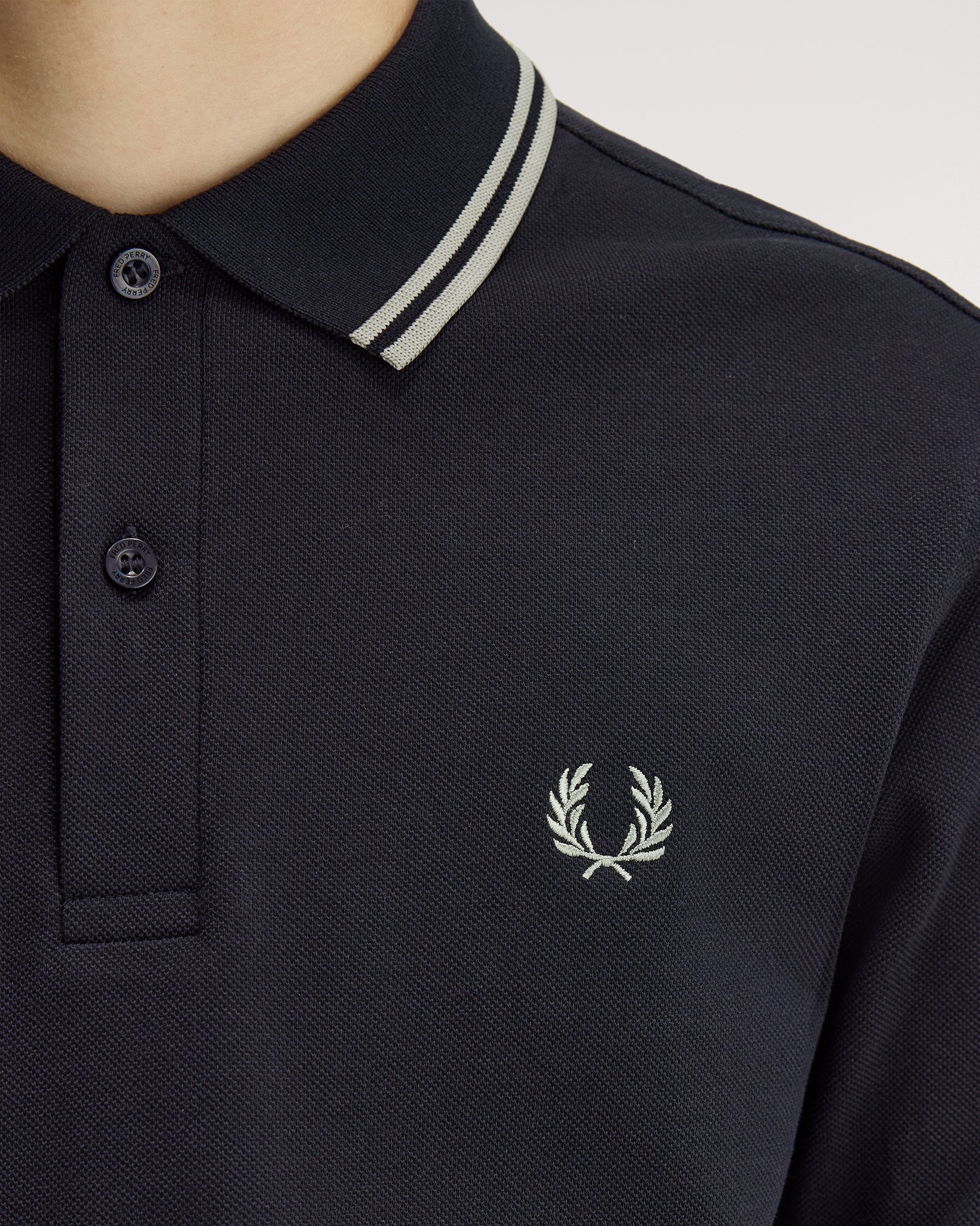 Fred Perry Twin Tipped Polo Shirt - Navy / Seagrass - Image 7