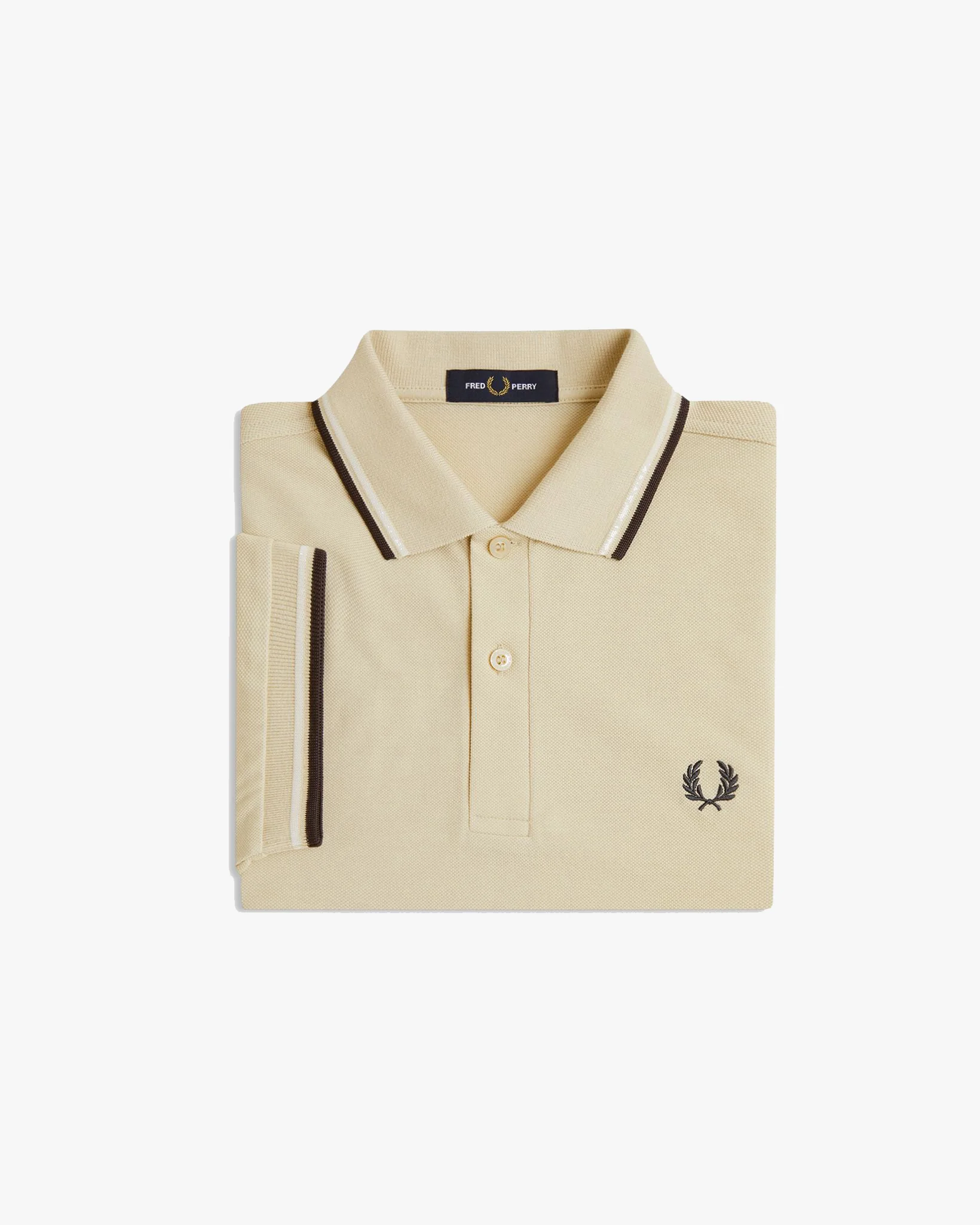 Fred Perry Twin Tipped Polo Shirt - Oatmeal / Snow White / Anchor Grey - Image 8