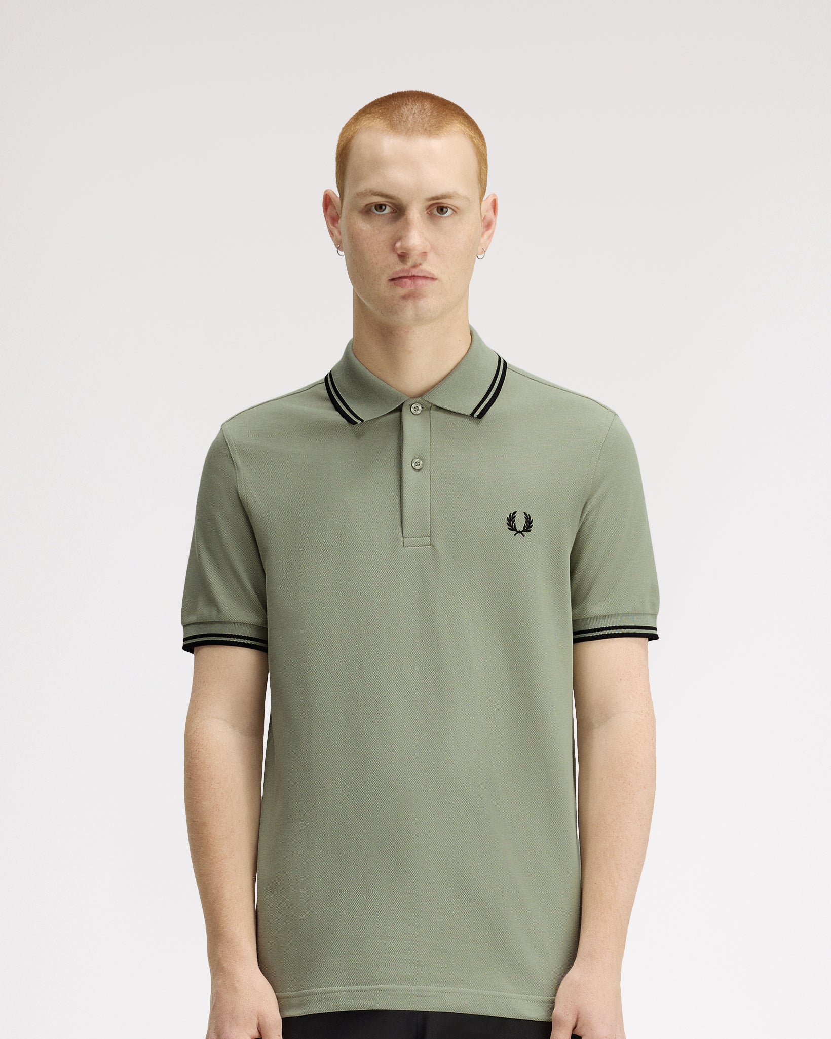 Fred Perry Twin Tipped Polo Shirt - Seagrass / Black - Image 2
