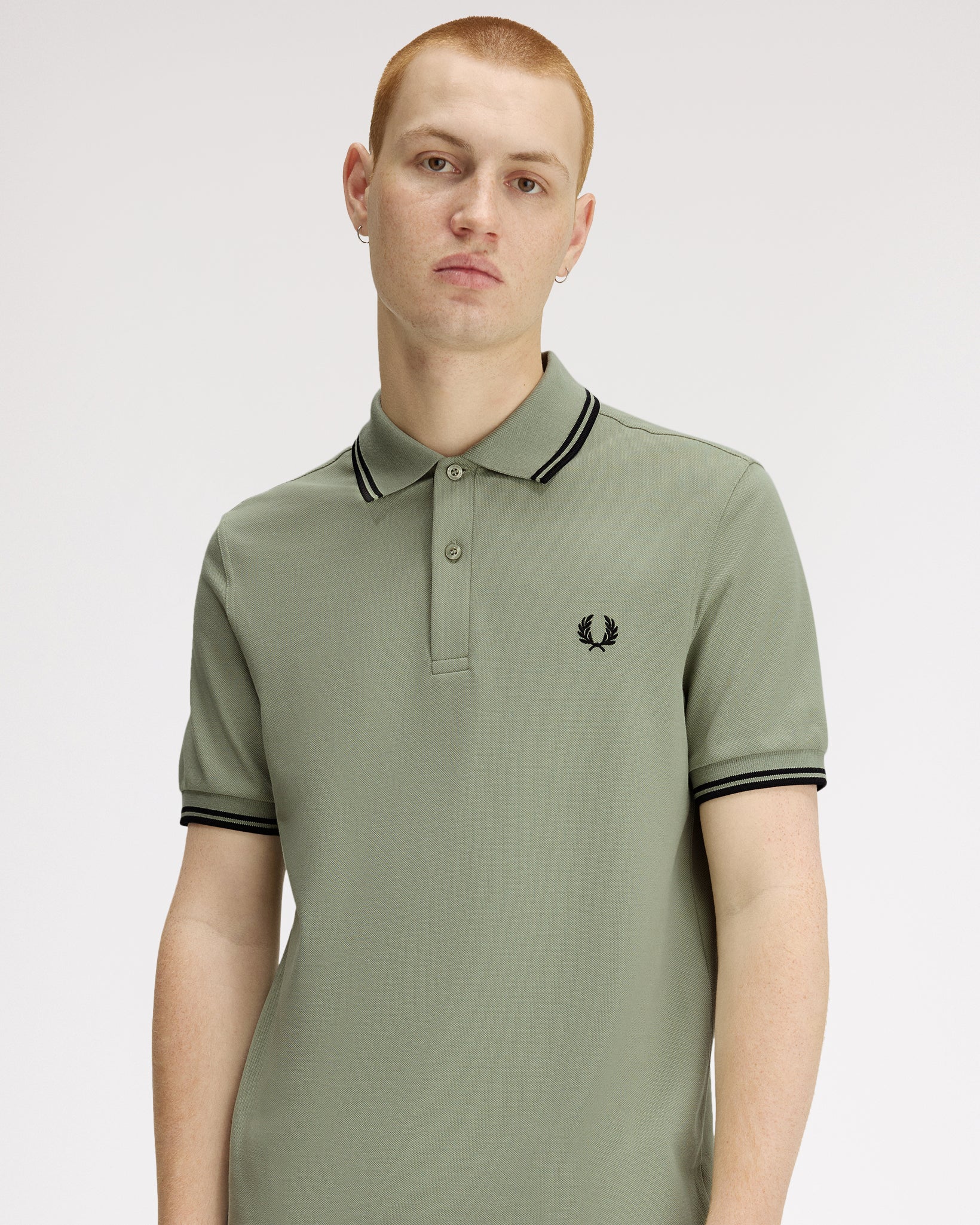 Fred Perry Twin Tipped Polo Shirt - Seagrass / Black - Image 4