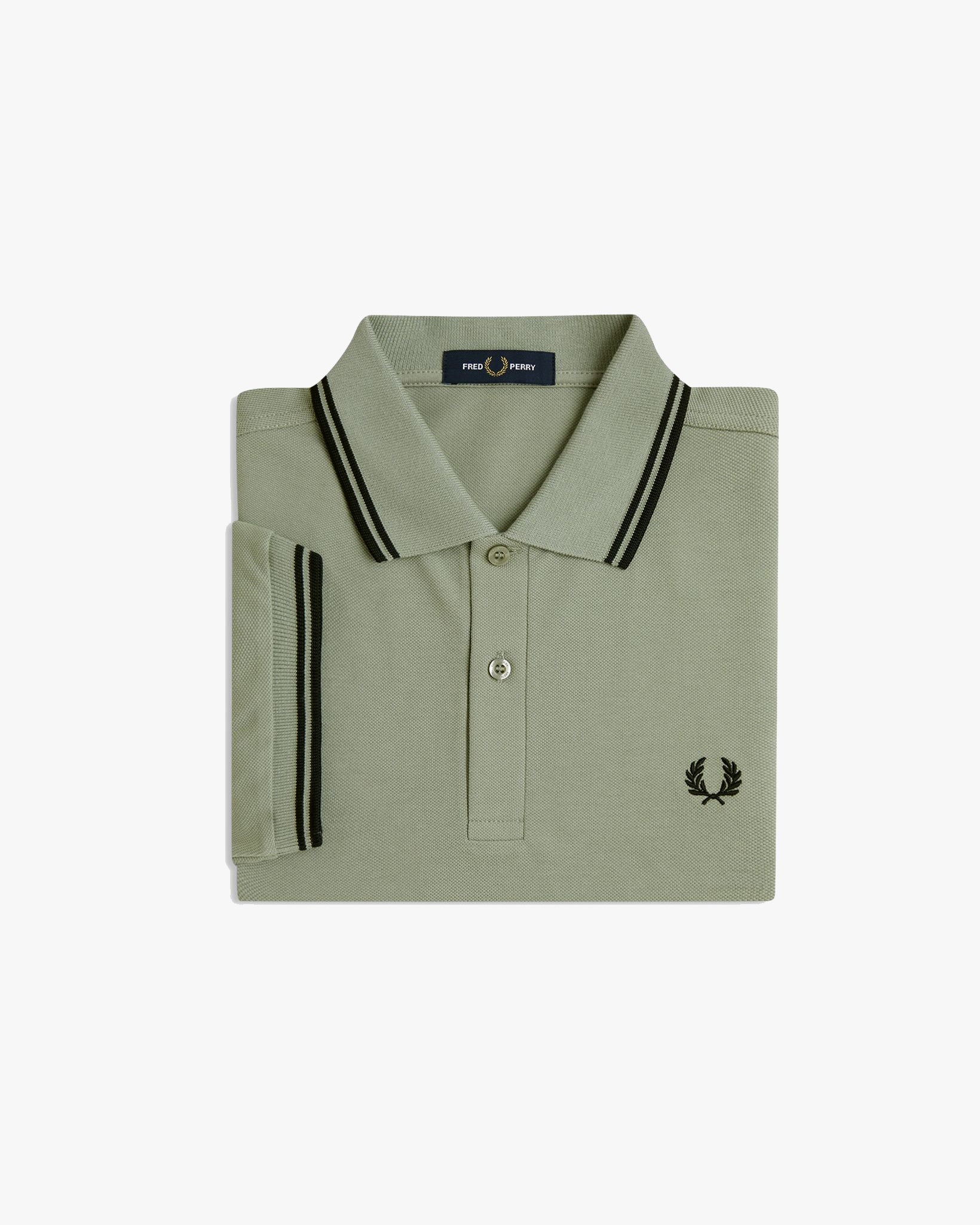 Fred Perry Twin Tipped Polo Shirt - Seagrass / Black - Image 7