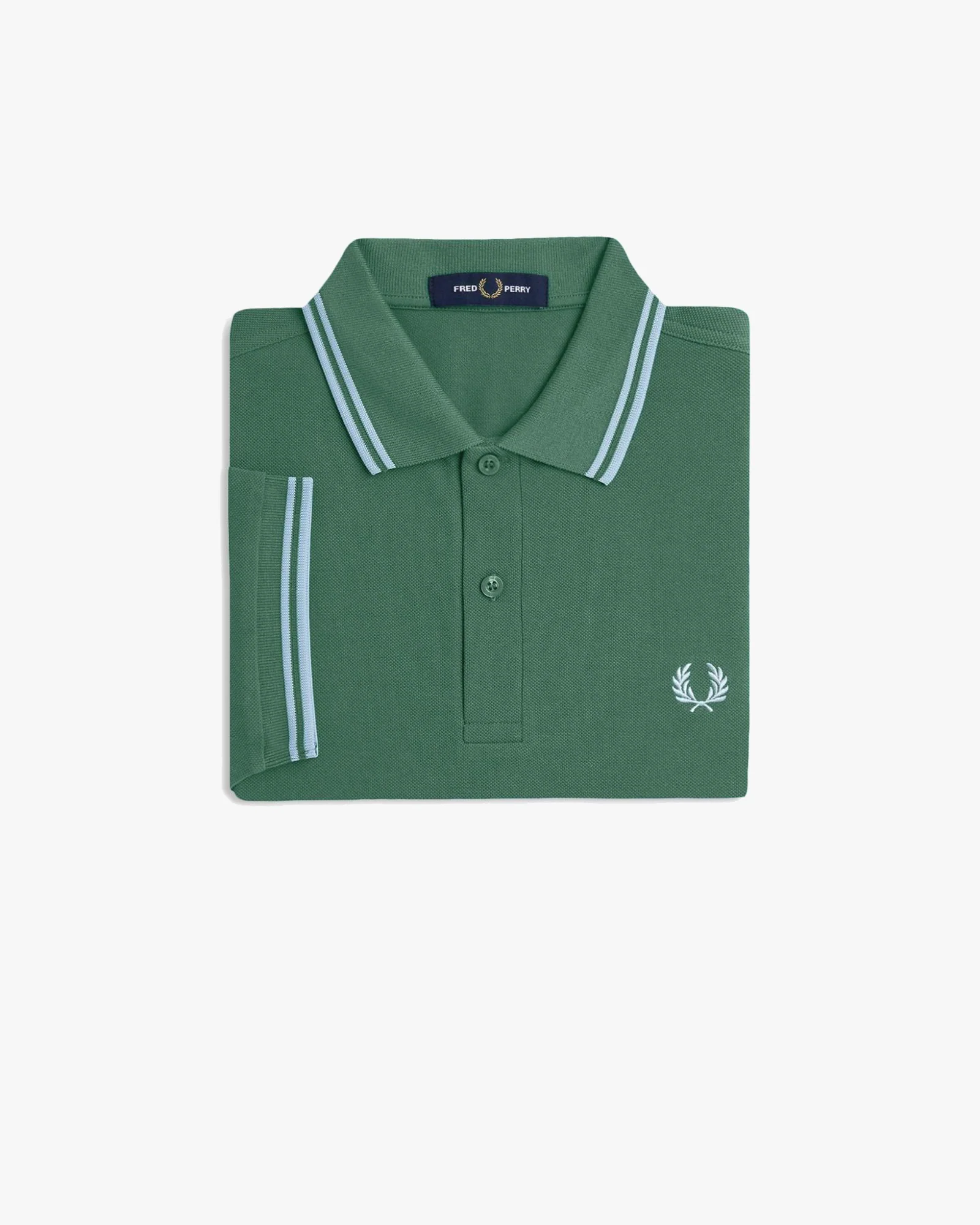 Fred Perry Twin Tipped Polo Shirt - Sport Green / Track Blue - Image 8