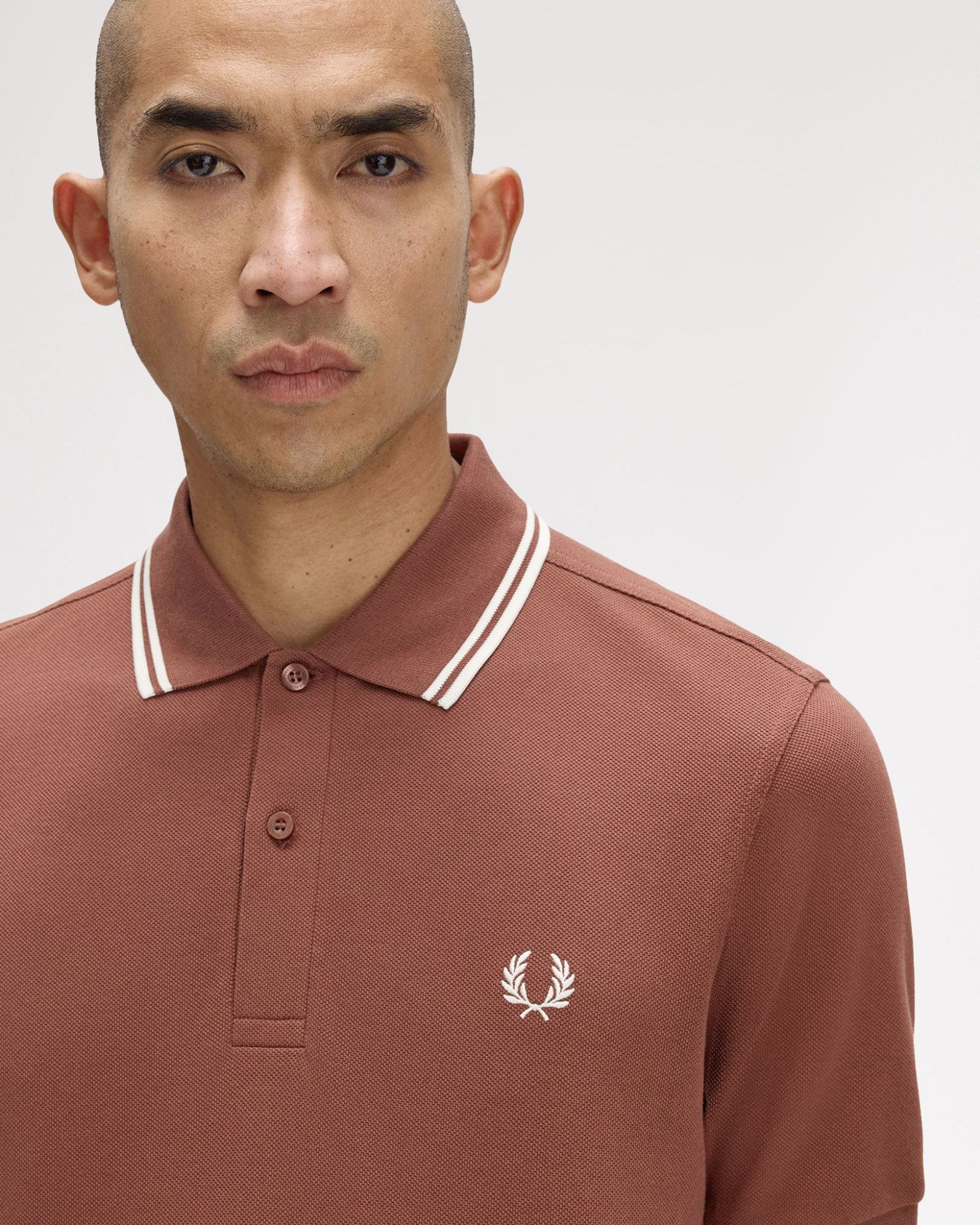 Fred Perry Twin Tipped Polo Shirt - Whisky Brown / Ecru - Image 3