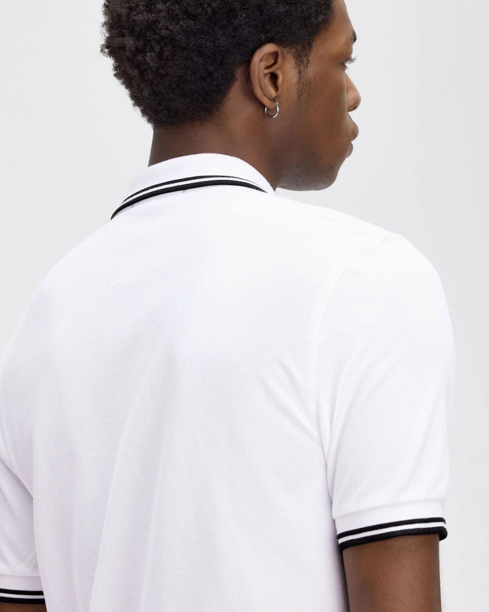 Fred Perry Twin Tipped Polo Shirt - White / Black / Black - Image 6