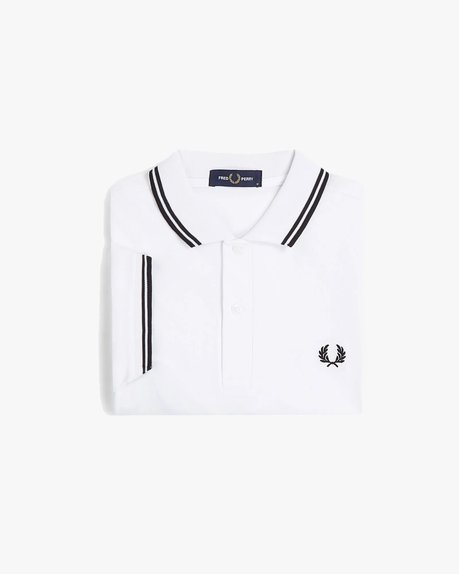 Fred Perry Twin Tipped Polo Shirt - White / Black / Black - Image 7