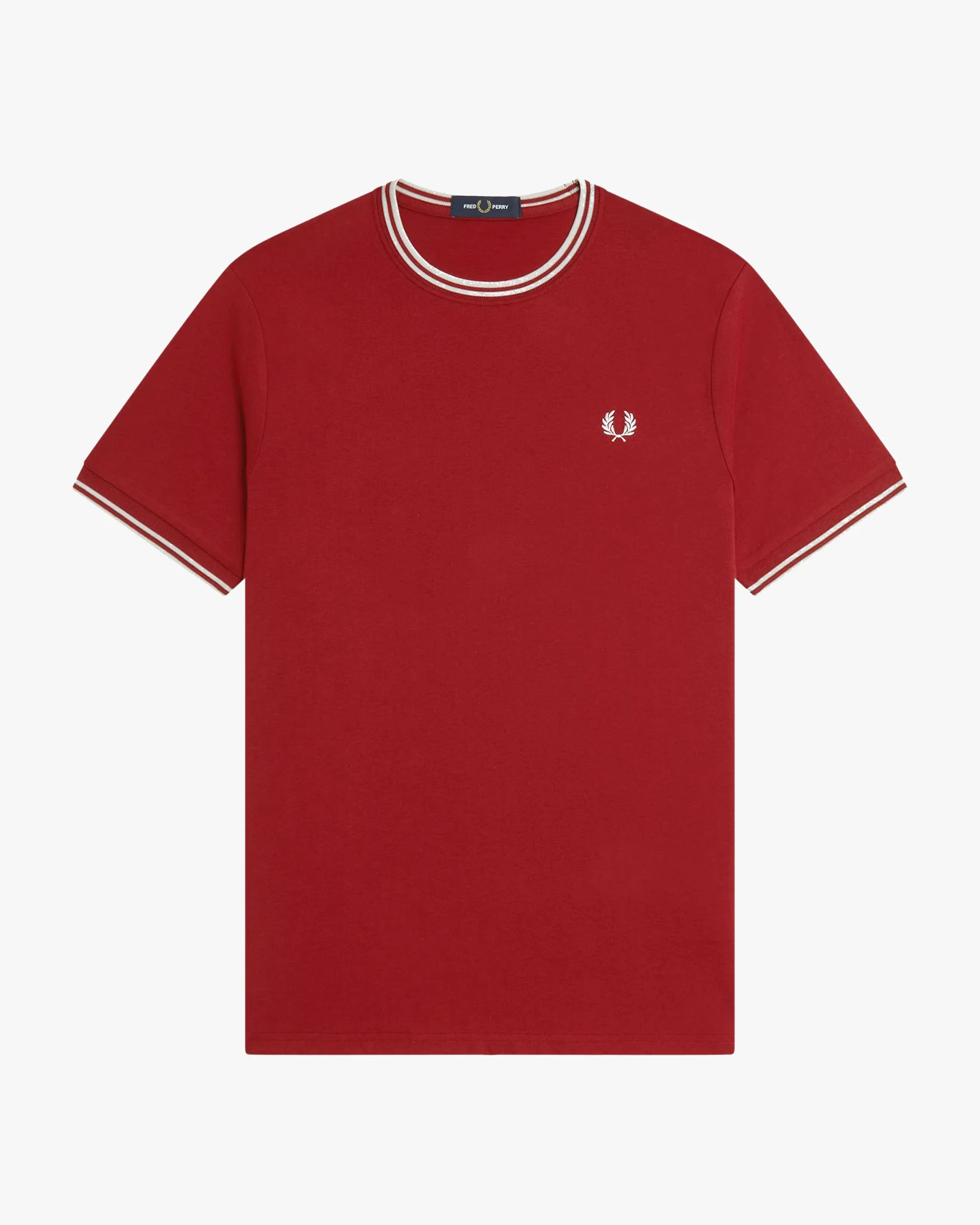 Fred Perry Twin Tipped T Shirt - Burnt Red / Snow White