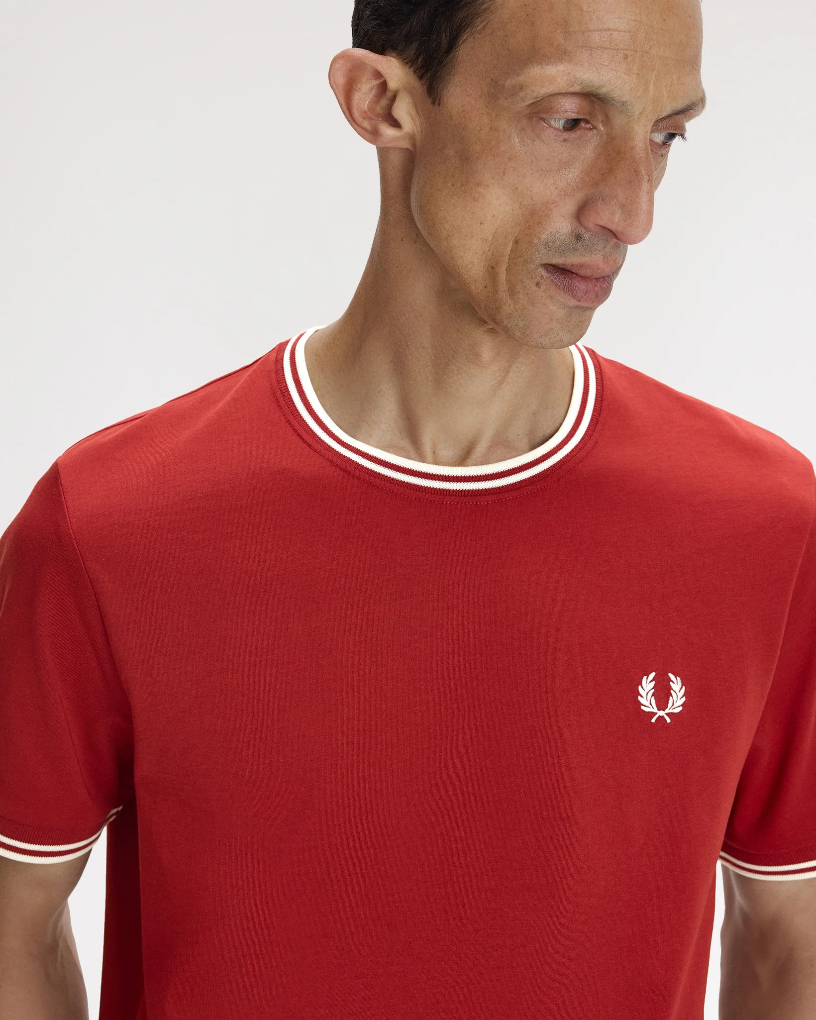 Fred Perry Twin Tipped T Shirt - Burnt Red / Snow White - Image 4