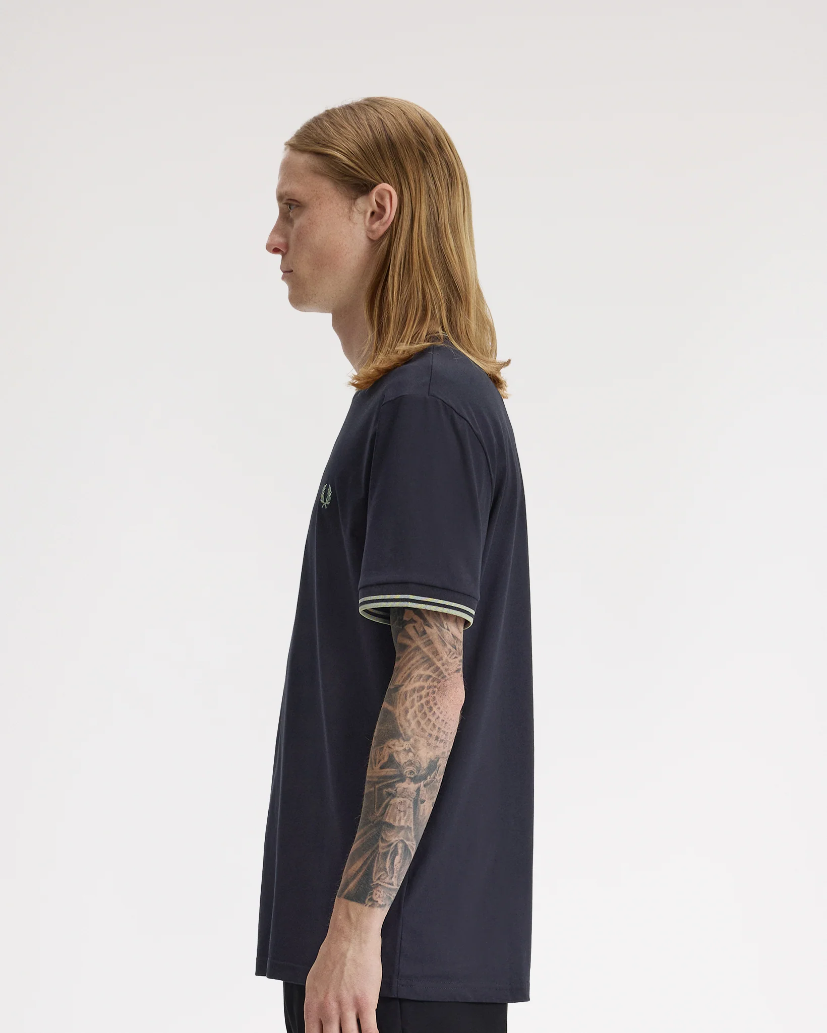 Fred Perry Twin Tipped T Shirt - Navy / Seagrass - Image 3