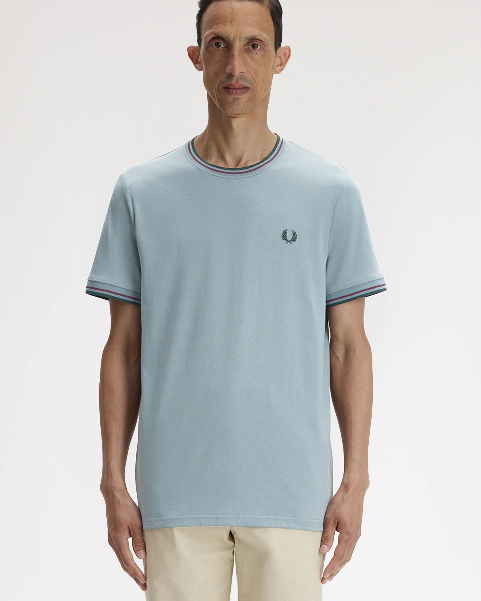 Fred Perry Twin Tipped T Shirt - Stockport Blue / Oxblood / Grassroots - Image 2
