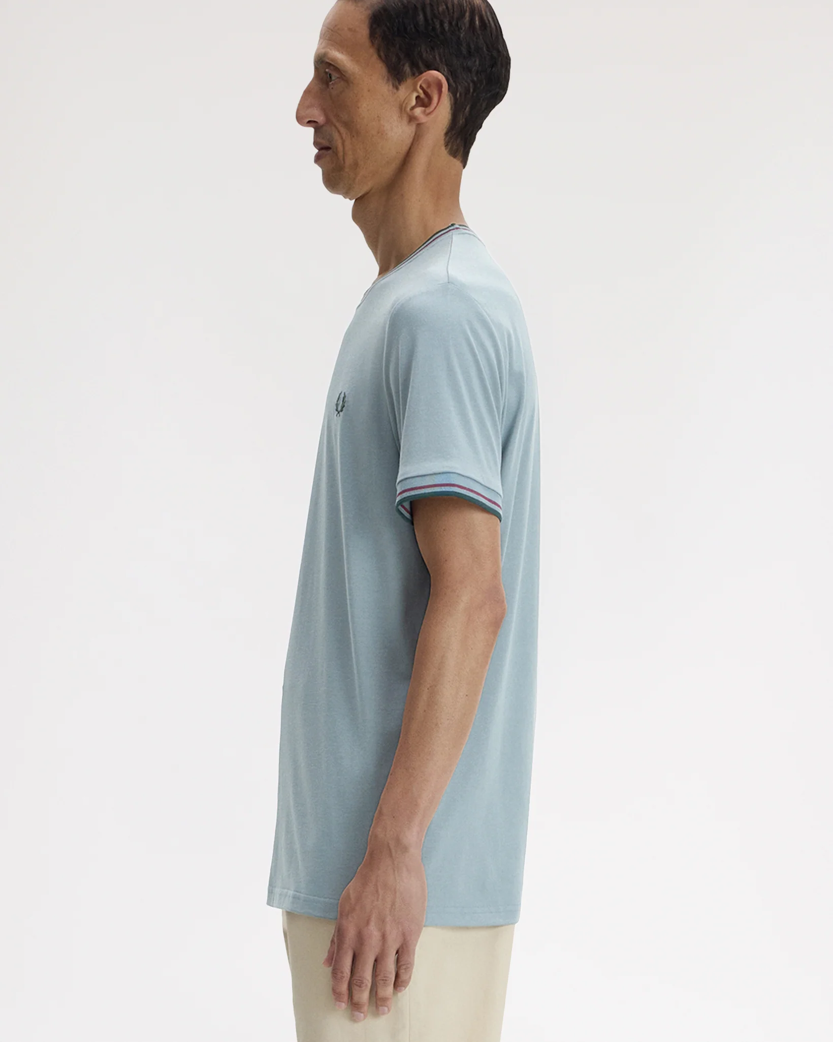 Fred Perry Twin Tipped T Shirt - Stockport Blue / Oxblood / Grassroots - Image 3