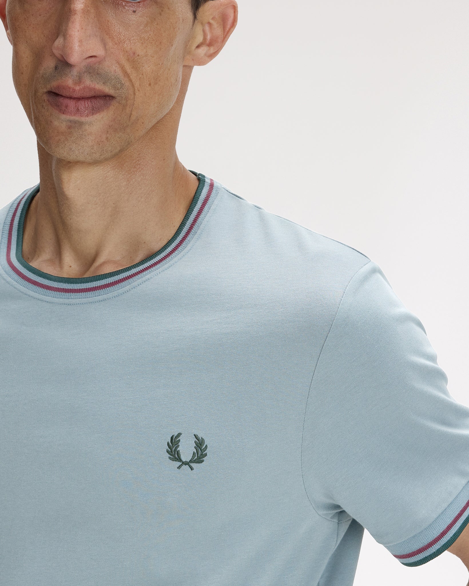 Fred Perry Twin Tipped T Shirt - Stockport Blue / Oxblood / Grassroots - Image 5