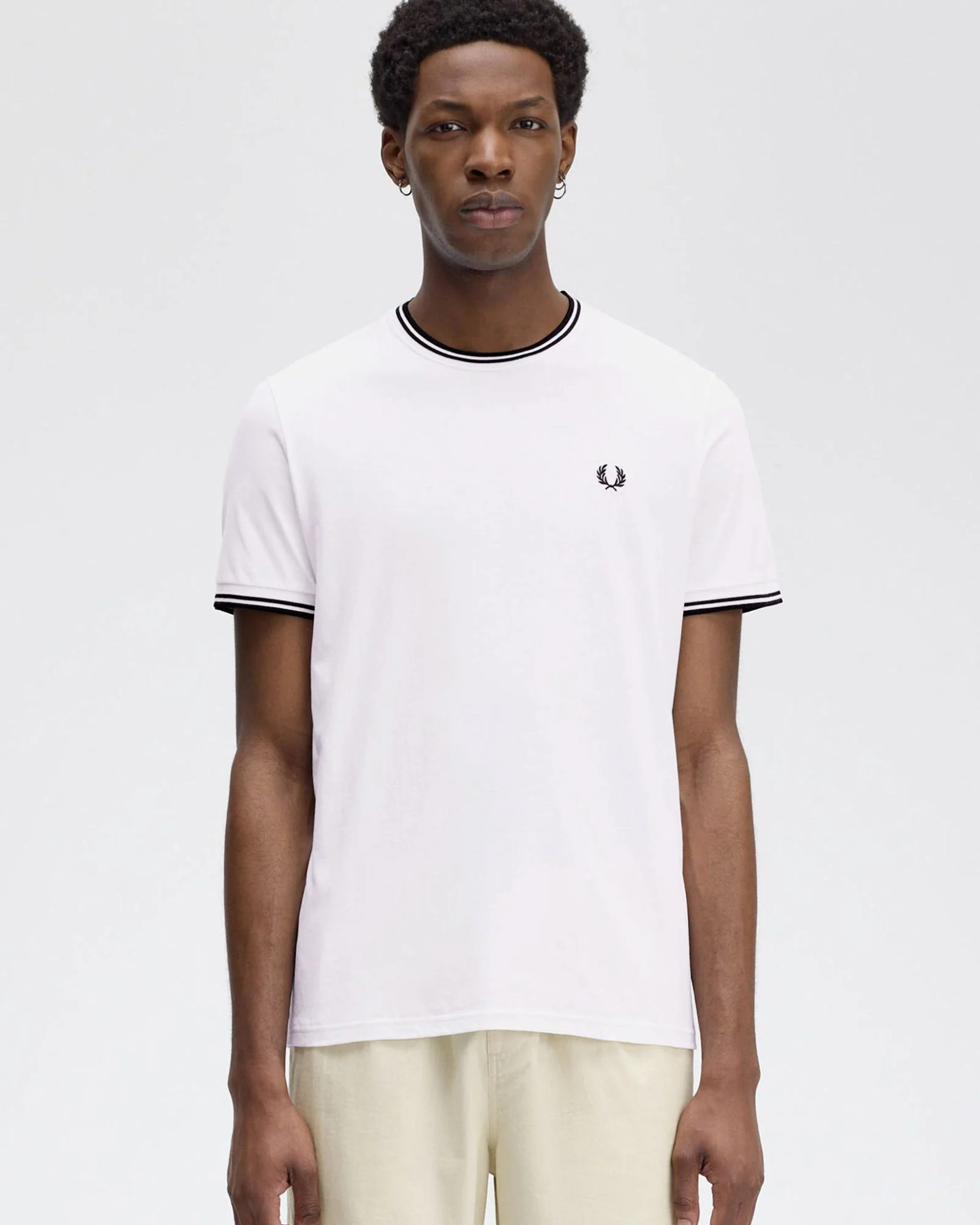 Fred Perry Twin Tipped T Shirt - White - Image 3