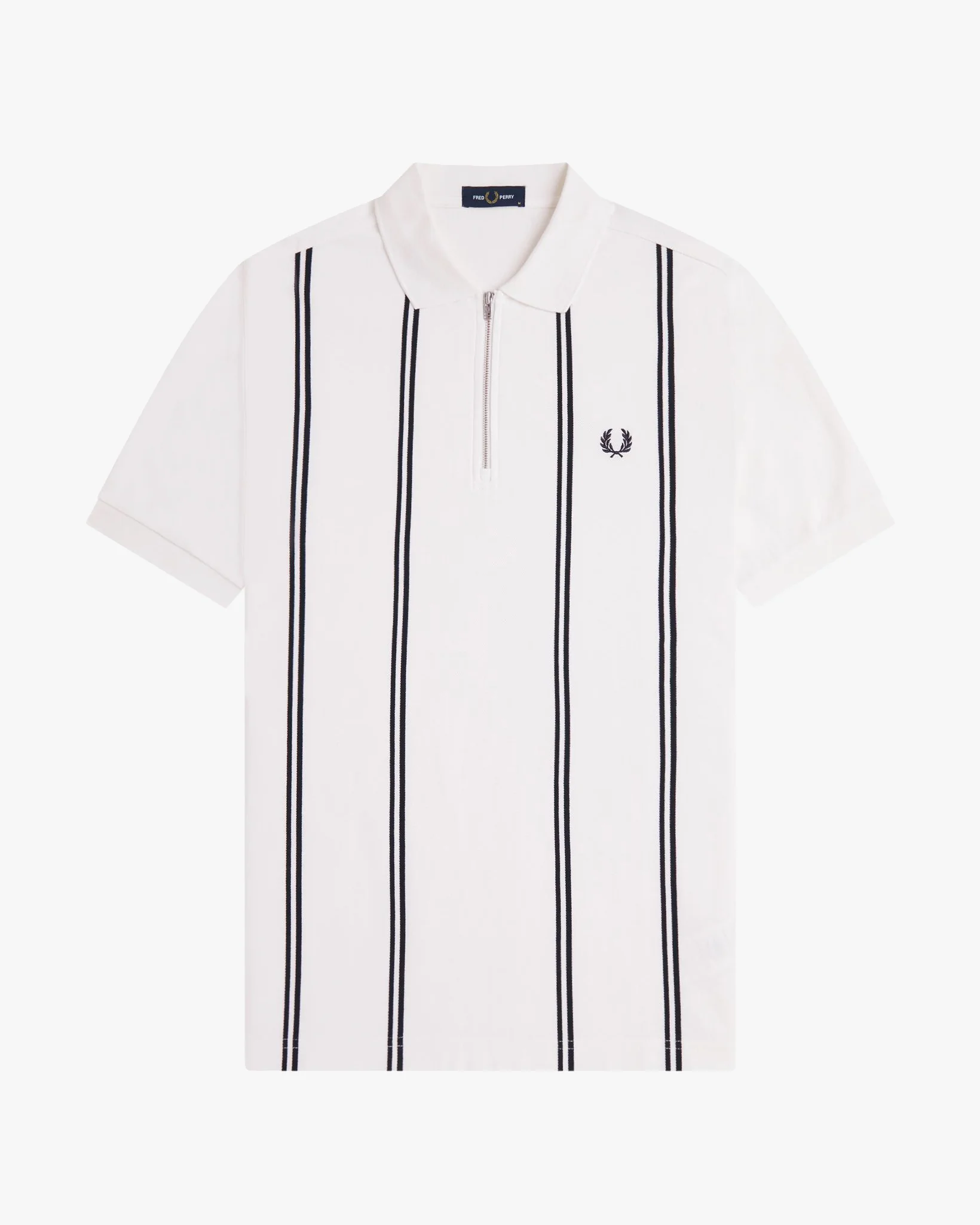 Fred Perry Vertical Stripe Polo Shirt - Snow White