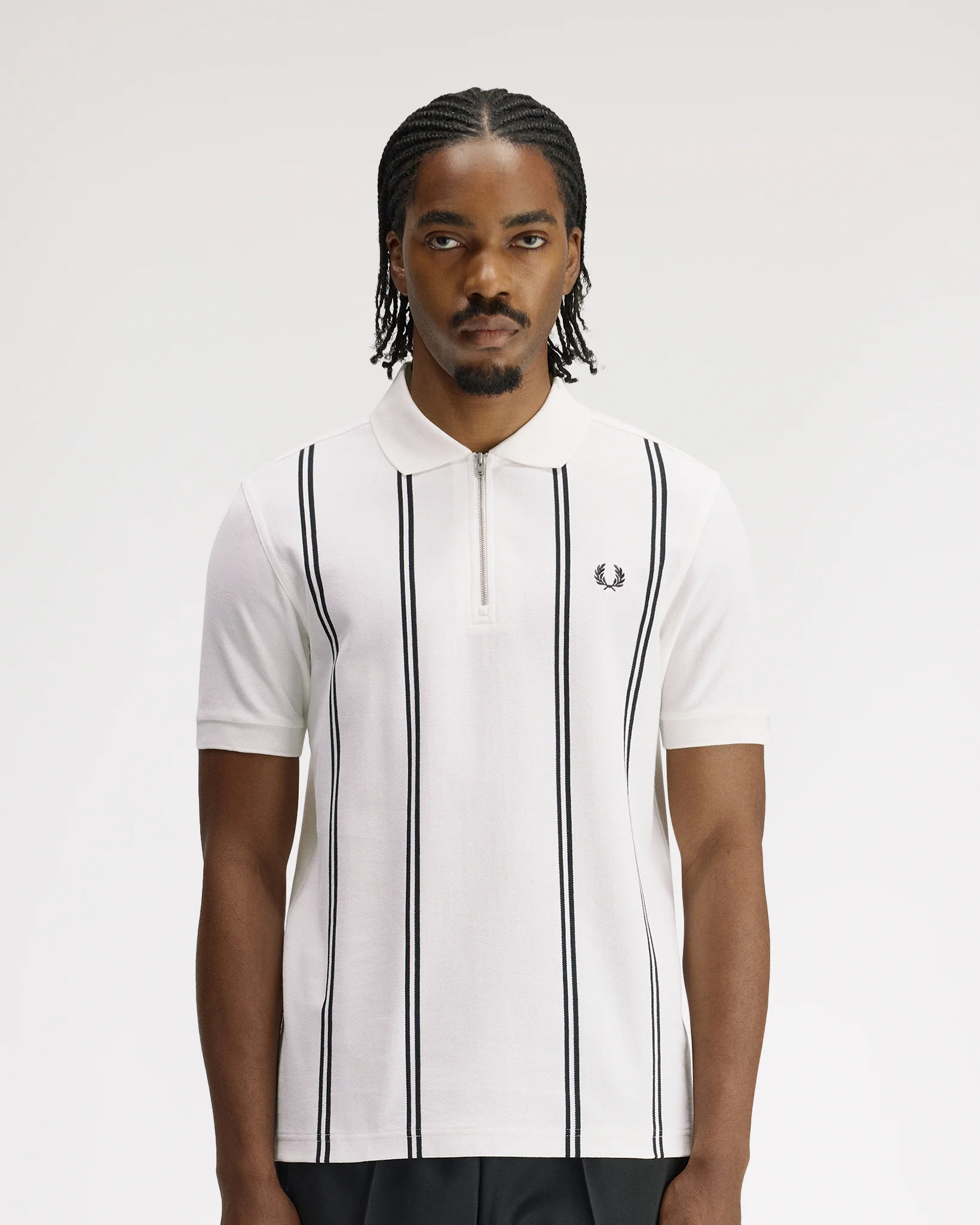 Fred Perry Vertical Stripe Polo Shirt - Snow White - Image 2