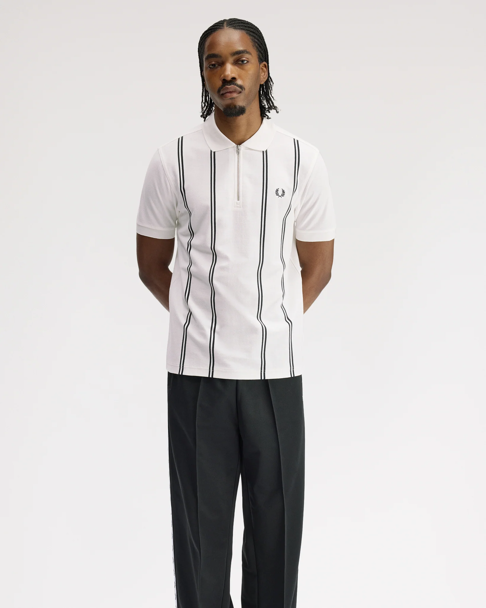 Fred Perry Vertical Stripe Polo Shirt - Snow White - Image 4