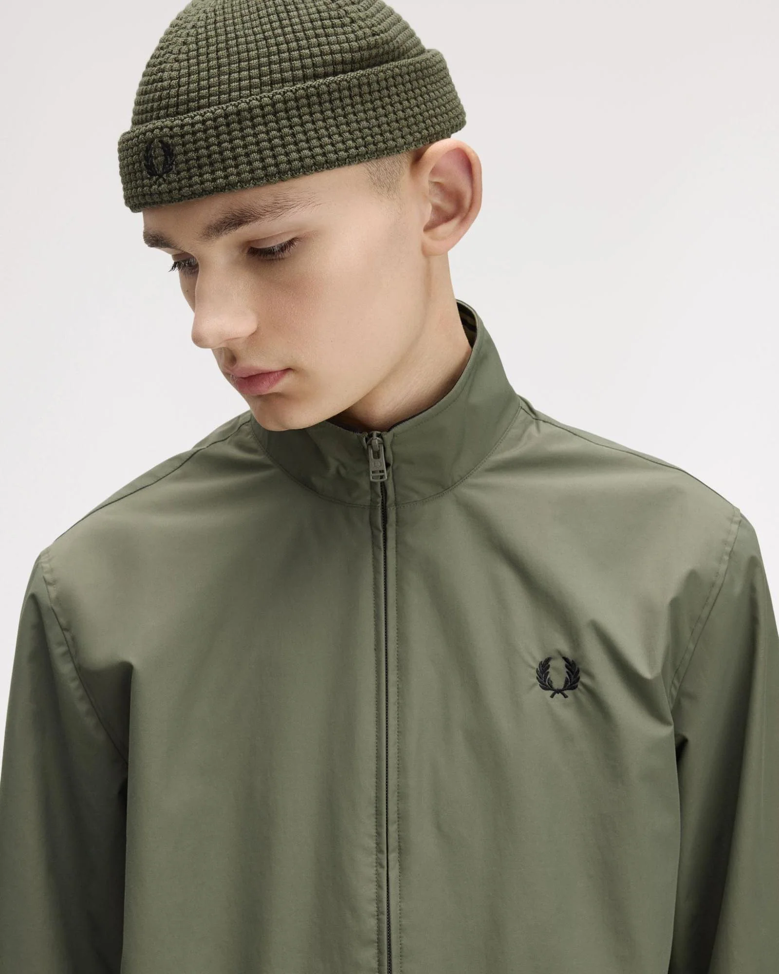 Fred Perry Waffle Beanie - Laurel Wreath Green - Image 3