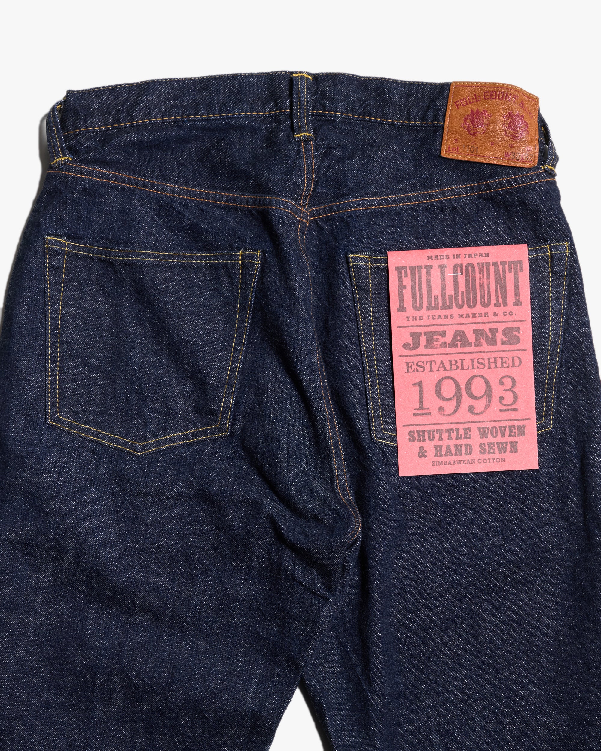 Fullcount 1101W 13.7oz Selvedge Straight Fit Mens Jeans - Indigo Onewash - Image 9