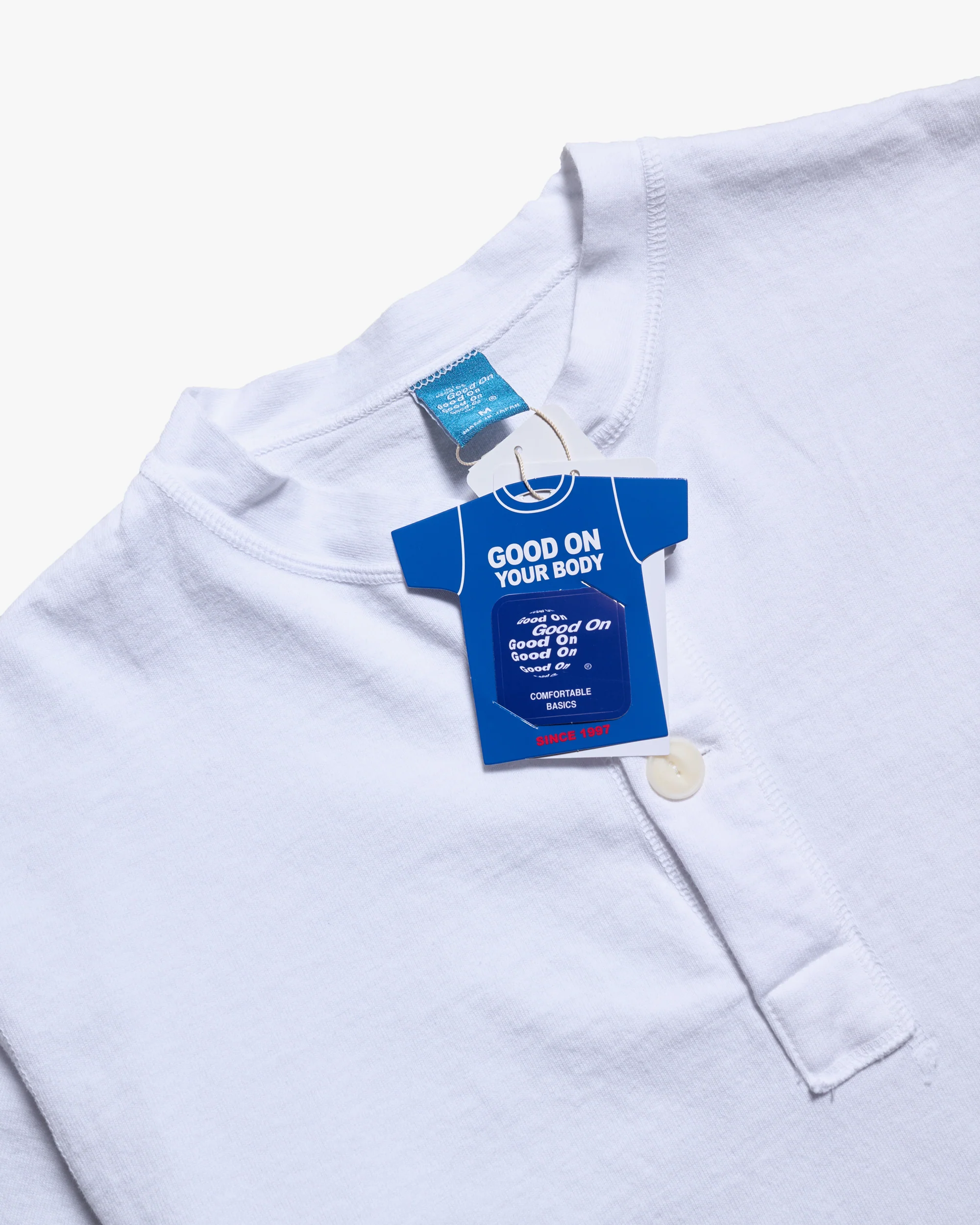 Good On L/S Heavy Henley Tee - White - Image 2