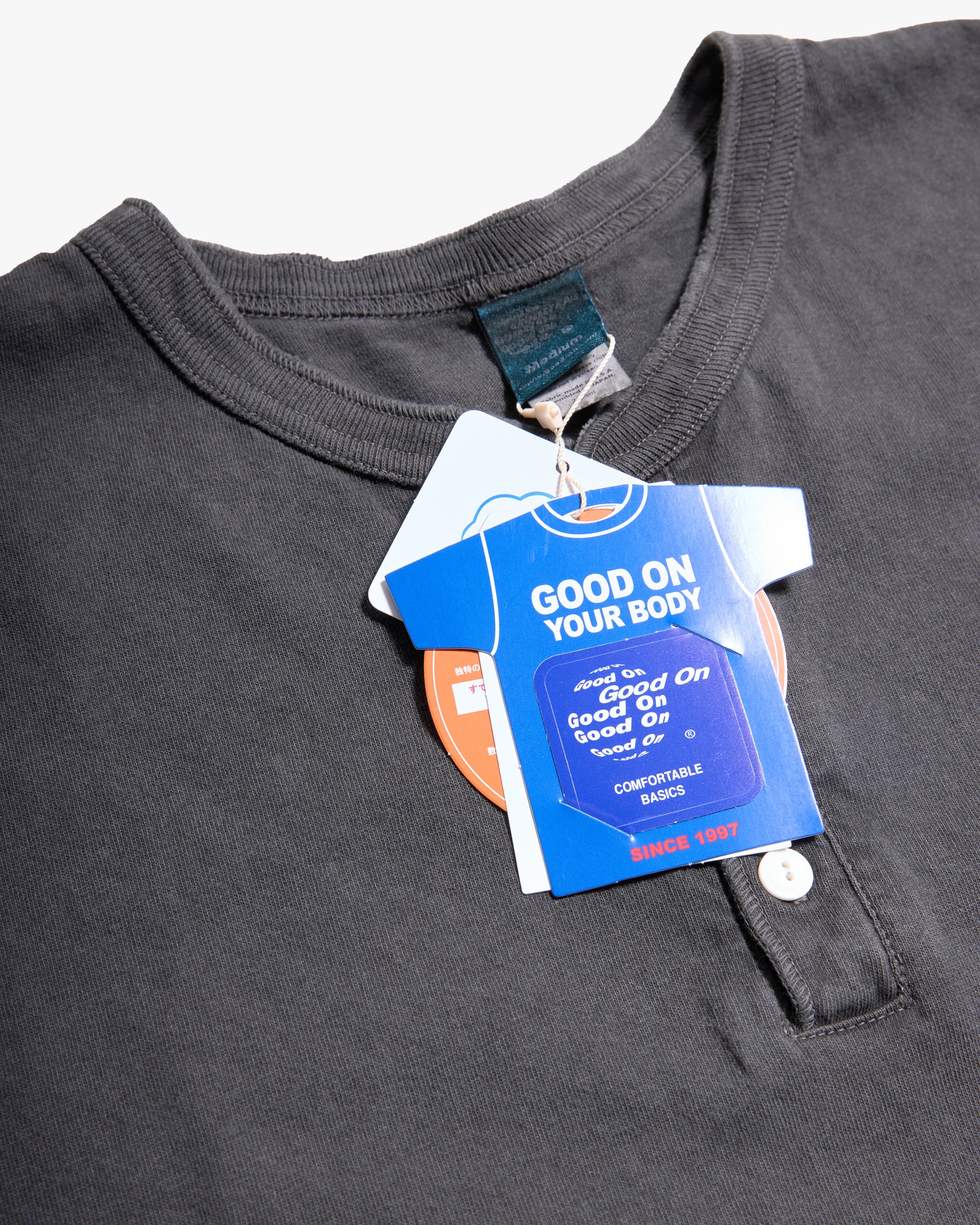 Good On S/S Henley Tee - Pigment Dyed Black - Image 2