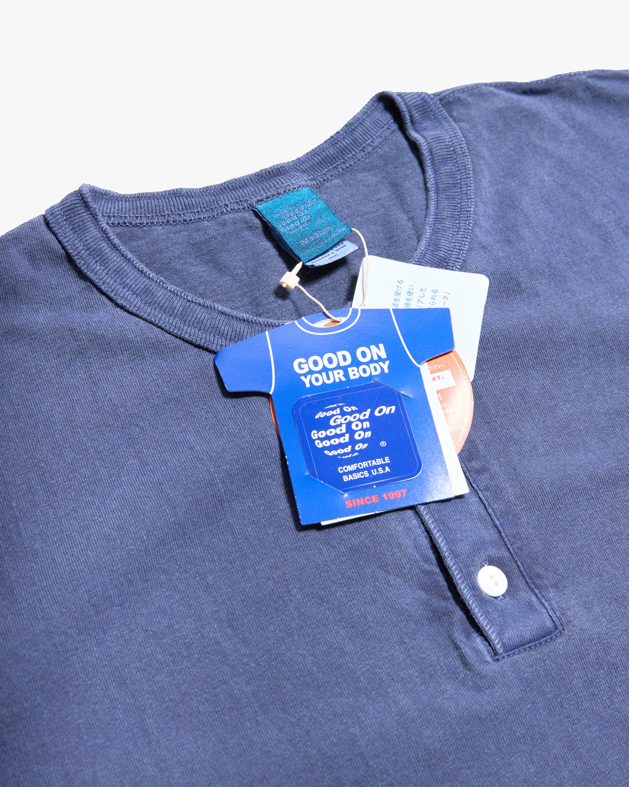 Good On S/S Henley Tee - Pigment Dyed Navy - Image 2