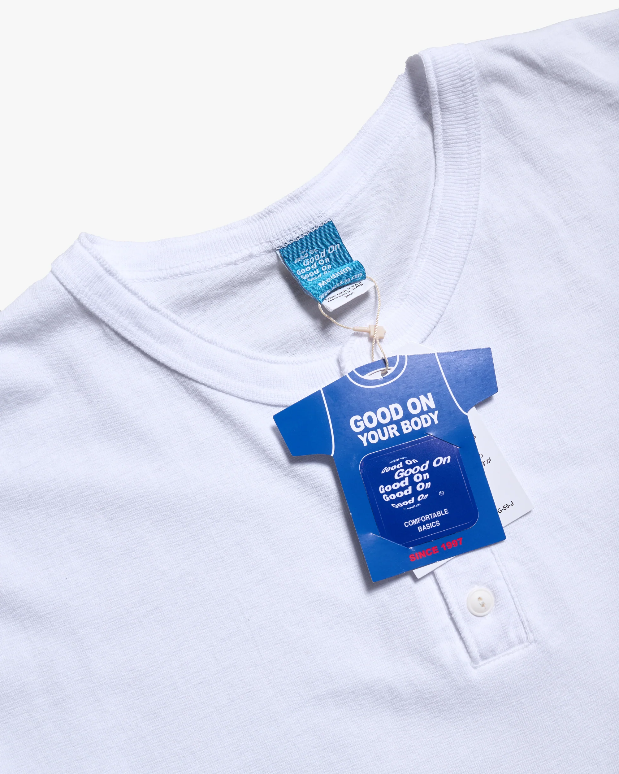 Good On S/S Henley Tee - Washed White - Image 2