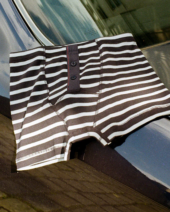 Hemen Biarritz Albar Breton Stripe Boxer Brief - Deep Marine / Natural - Image 3