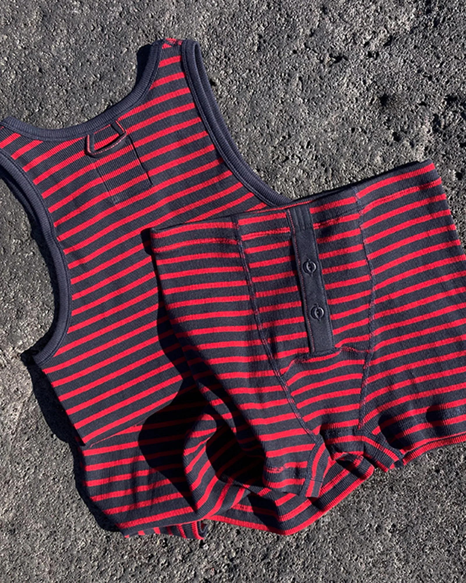 Hemen Biarritz Albar Breton Stripe Boxer Brief - Deep Marine / Red - Image 3