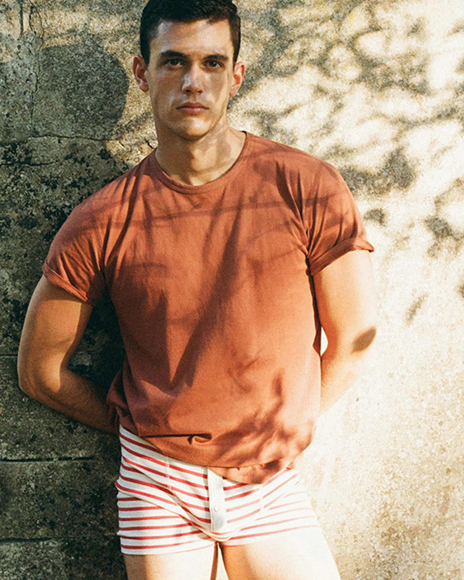 Hemen Biarritz Albar Breton Stripe Boxer Brief - Natural / Red - Image 2