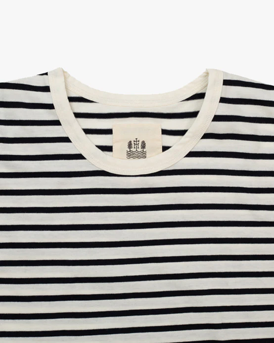 Hemen Biarritz Dani Breton Stripe Tee - Natural / Marine - Image 4