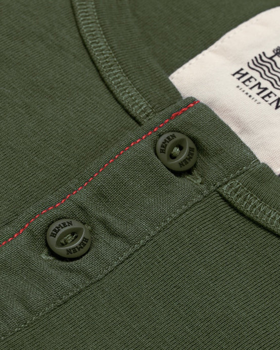 Hemen Biarritz Harri L/S Henley - Dark Forest Green - Image 3
