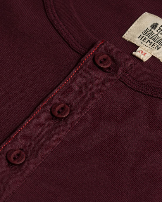 Hemen Biarritz Harri L/S Henley - Wine Red - Image 2