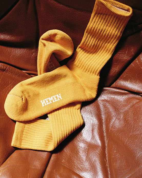 Hemen Biarritz HMN04 Organic Cotton Rib Sport Socks - Amber - Image 2