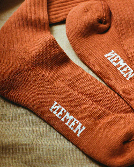 Hemen Biarritz HMN04 Organic Cotton Rib Sport Socks - Copper - Image 2