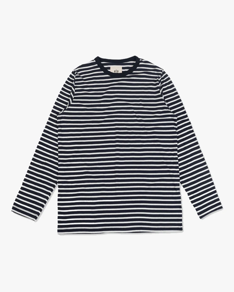 Hemen Biarritz Joritz Breton Stripe L/S Tee - Deep Marine / Natural