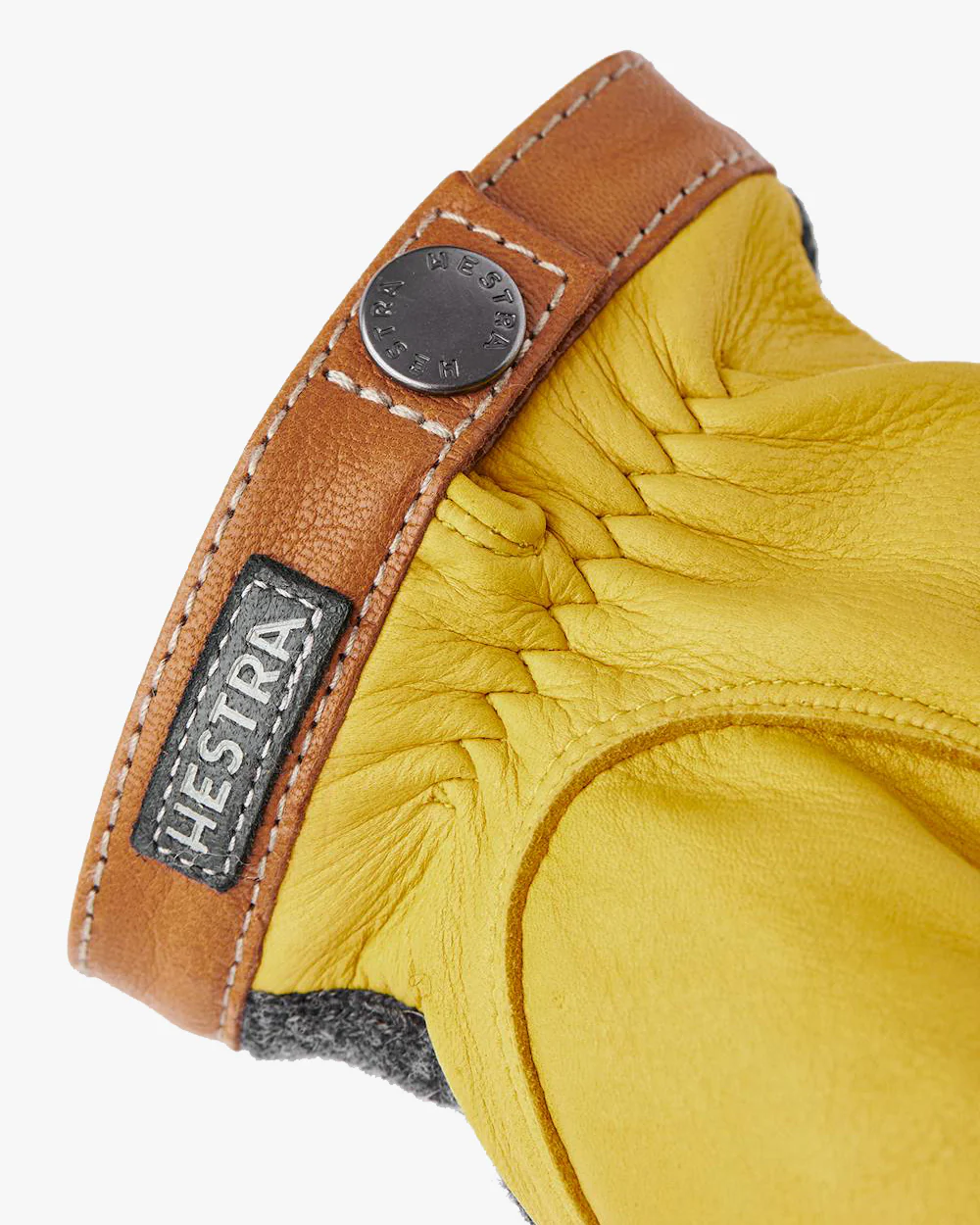 Hestra Deerskin Wool Tricot Gloves - Charcoal / Natural Yellow - Image 4