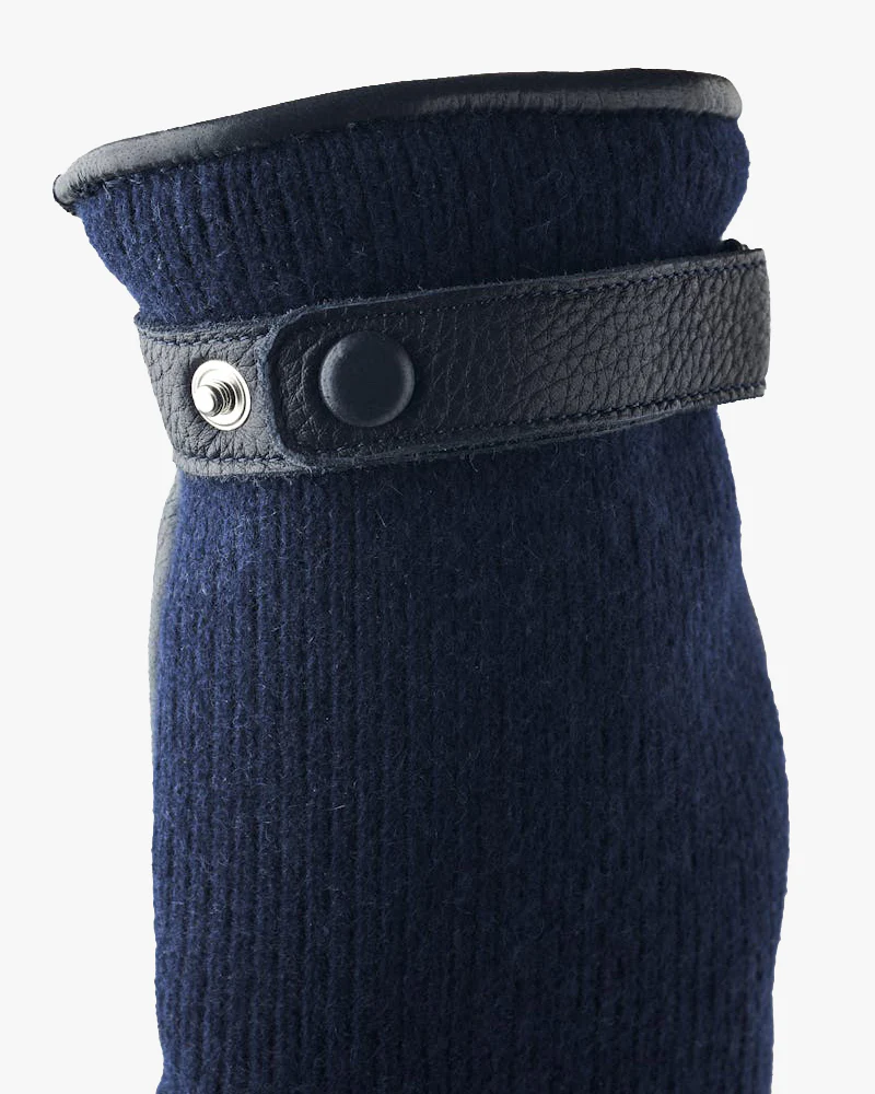 Hestra Table Cut Handmade Christopher Elk Leather & Cashmere Gloves - Navy - Image 5