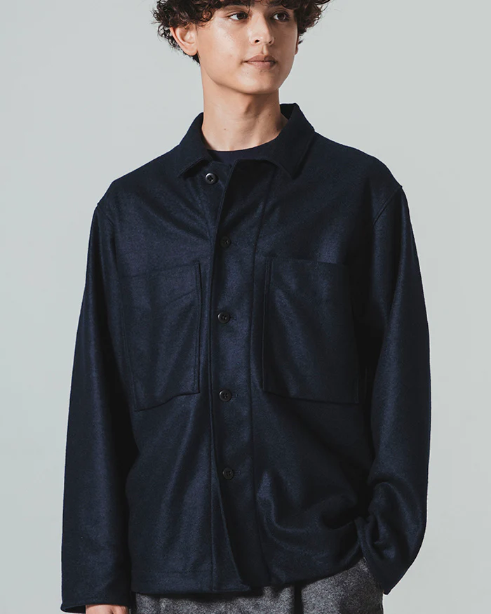 Jackman Comp Wool BB Shirt - Navy - Image 2