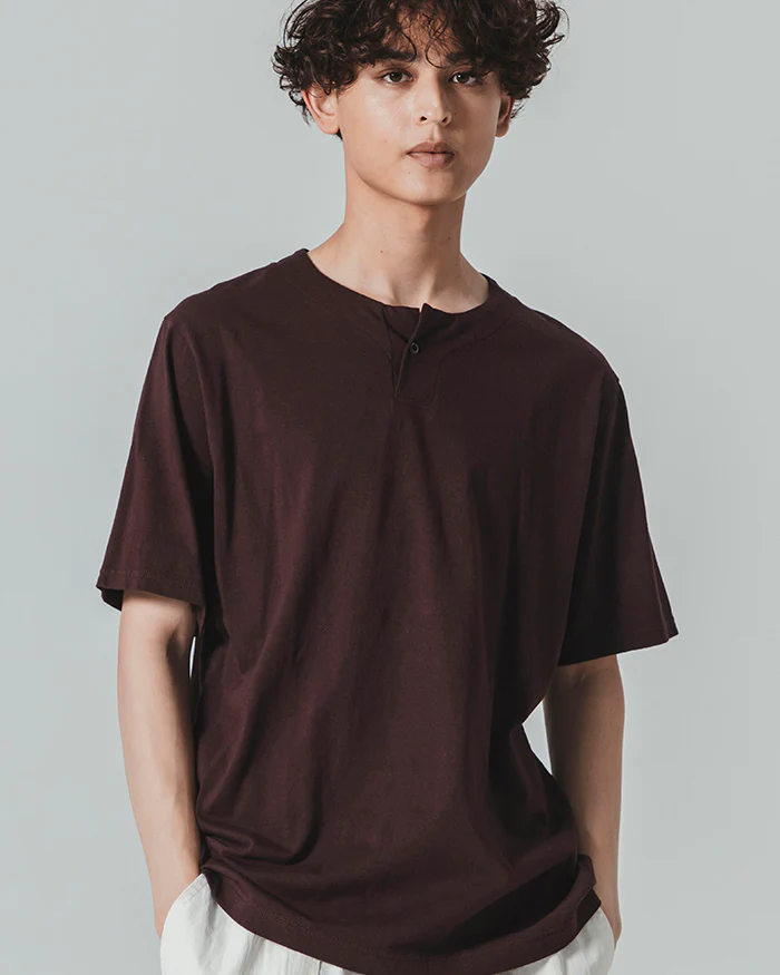 Jackman Henley Neck Tee - Mauve Wine - Image 4